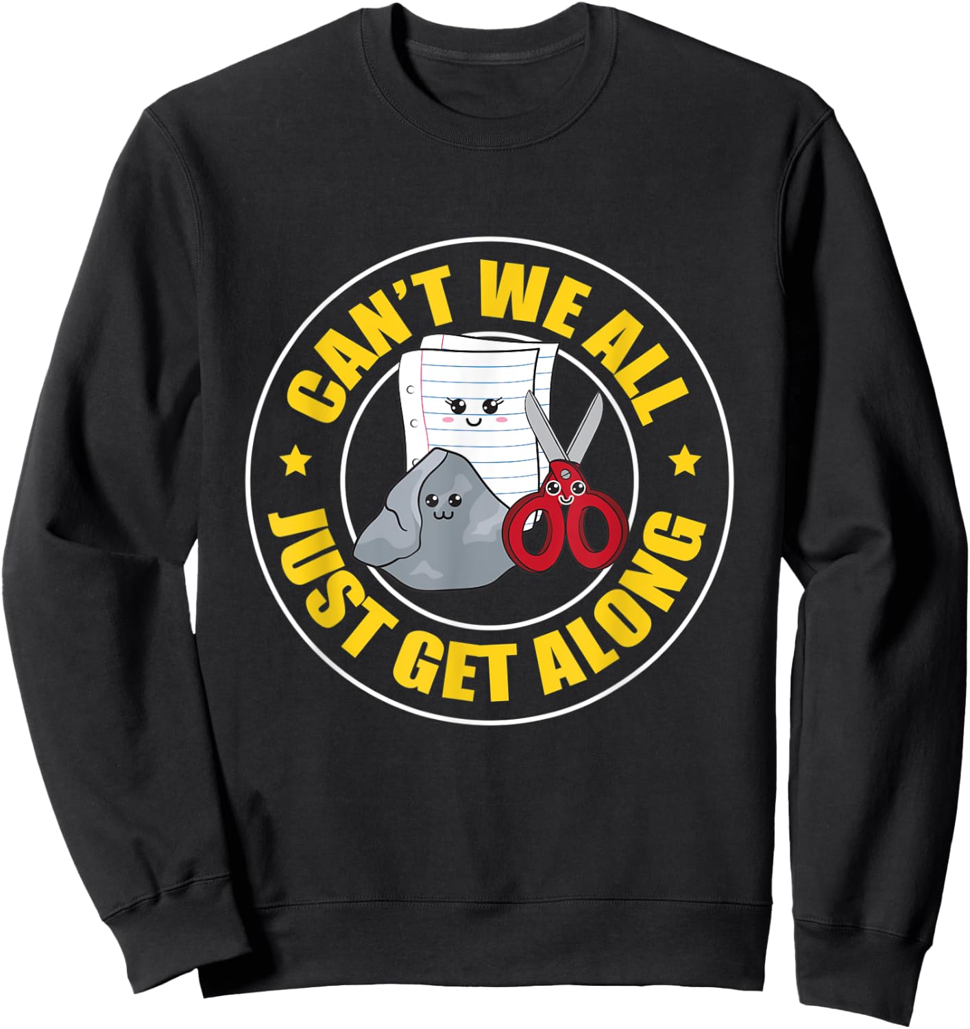 Can't We All Just Get Along Rock Paper Scissors Sweatshirt - Sweatshirt | Black