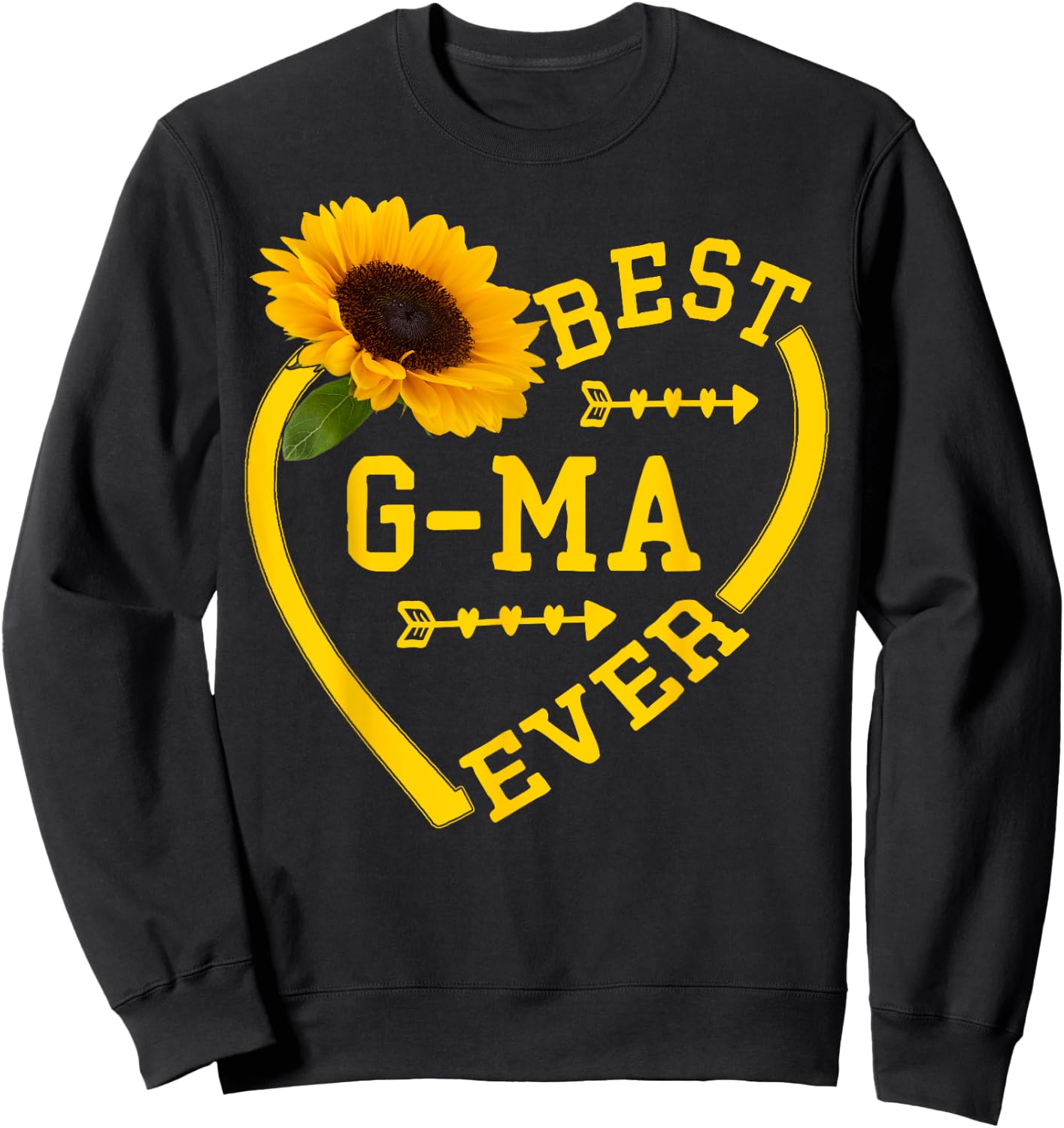 Best G-ma Ever shirt Mother's Day Hearts Sunflower Grandma Sweatshirt - Sweatshirt | Black