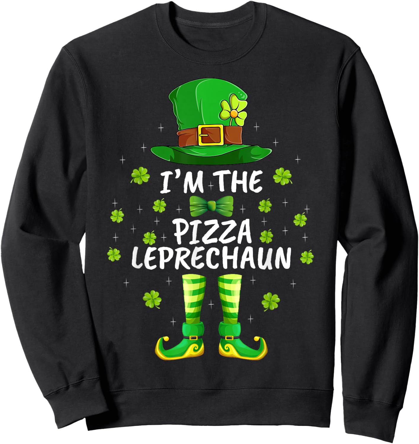 Family Matching I'm The Pizza Leprechaun St Patrick's Day Sweatshirt - Sweatshirt | Black