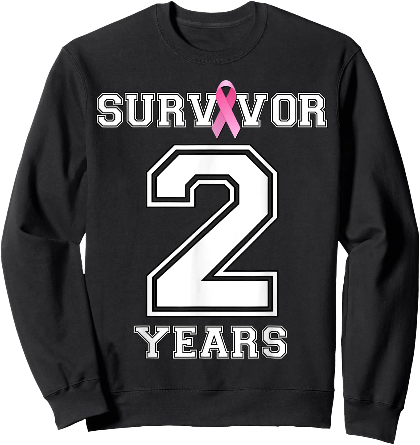 2 Years Breast Cancer Survivor Gifts Pink Ribbon Sweatshirt - Sweatshirt | Black