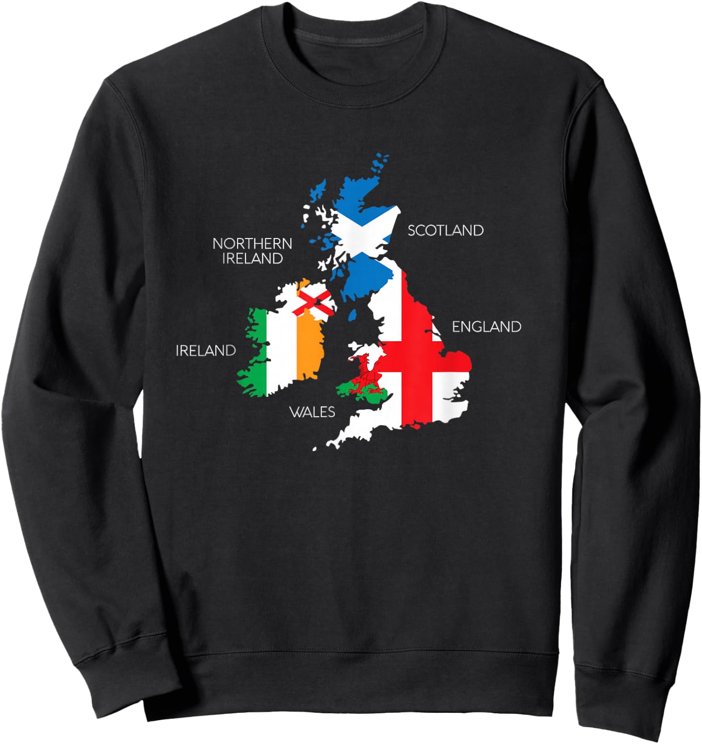 British Isles Sea Ireland Scotland Wales England Map Coins Sweatshirt - Sweatshirt | Black