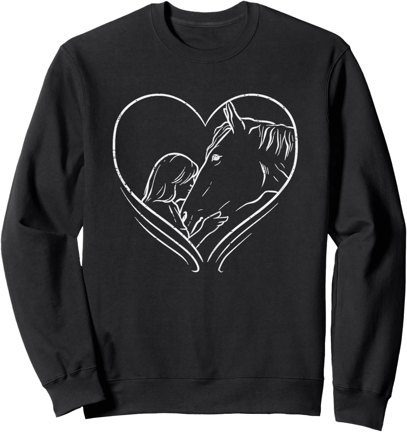 Heart Girl Kissing Horse Riding Rider Equestrian Girls Women Sweatshirt - Sweatshirt | Black
