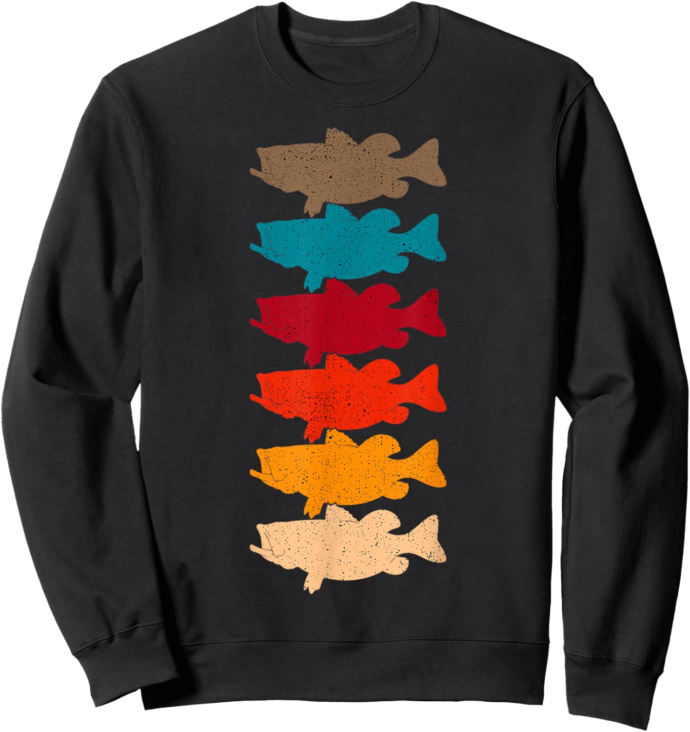 Bass Fishing Retro Vintage Fish Forest Angling Fisherman Sweatshirt - Sweatshirt | Black