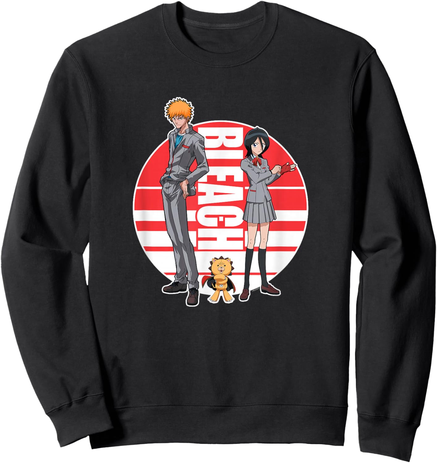 Bleach Ichigo Rukia and Kon Round Logo Anime Sweatshirt - Sweatshirt | Black