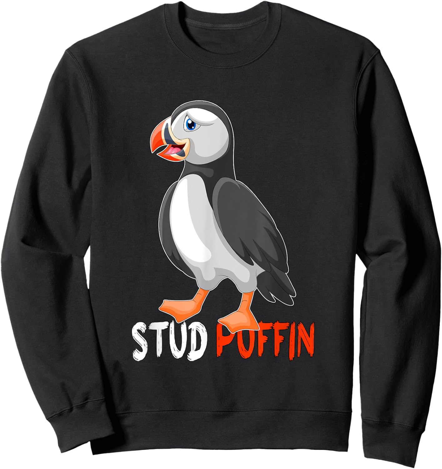 Stud Puffin -cute Puffin Sweatshirt - Sweatshirt | Black