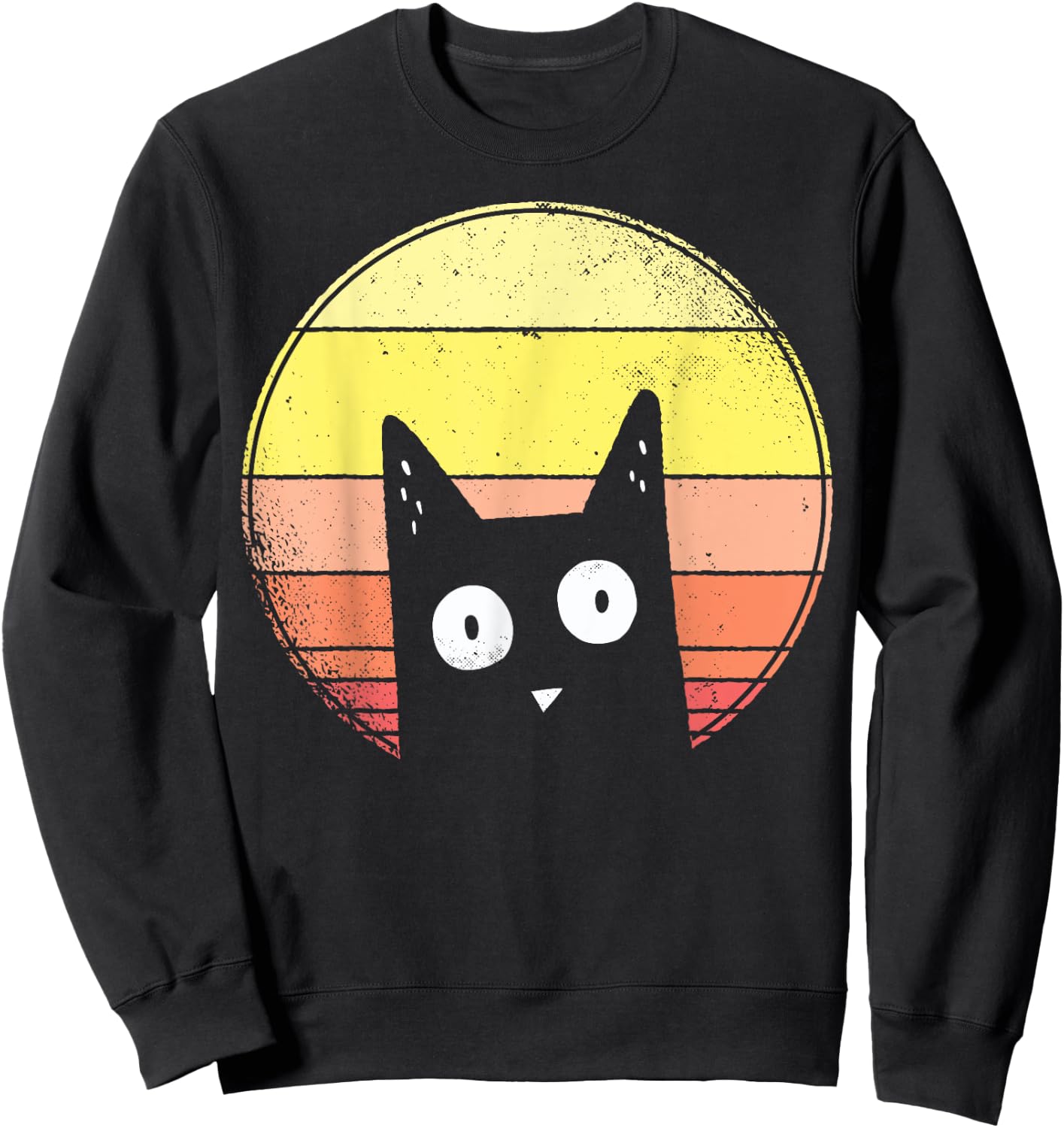 Retro Cat and Sunset Vintage Cat Lover Gift Boys, Girls Sweatshirt - Sweatshirt | Black