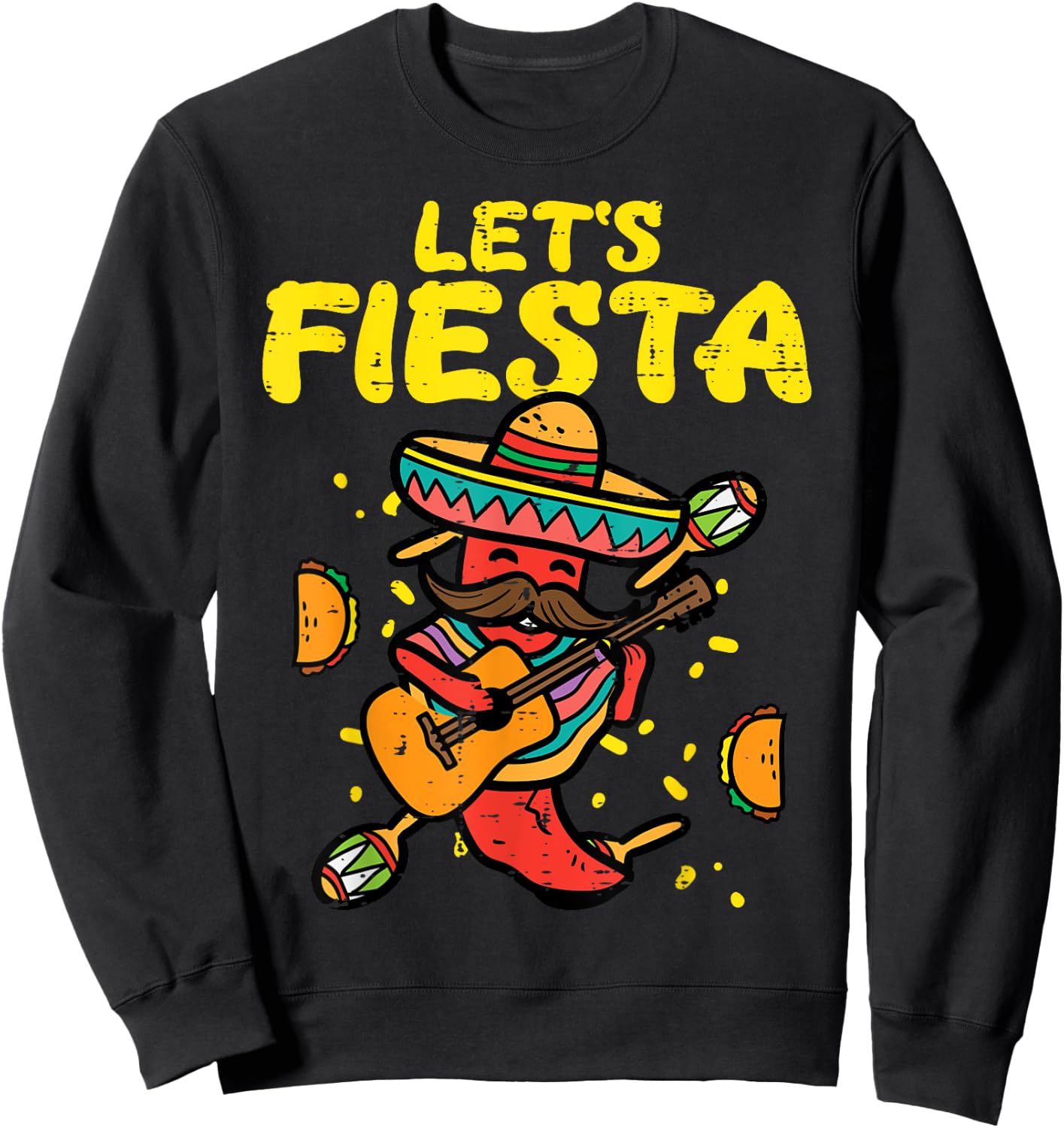 Let's Fiesta Jalapeno Funny Cinco De Mayo Mexican Party Sweatshirt - Sweatshirt | Black