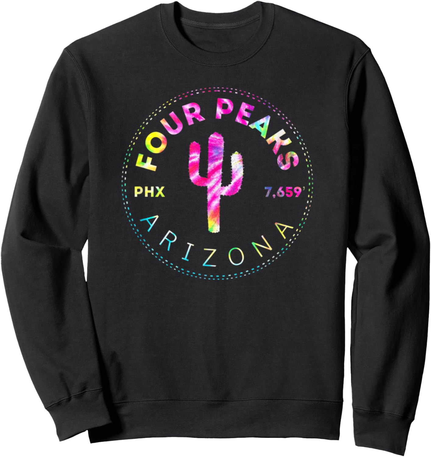 Four Peaks Tie Dye - Phoenix Arizona Mountains Sweatshirt - Sweatshirt | Black