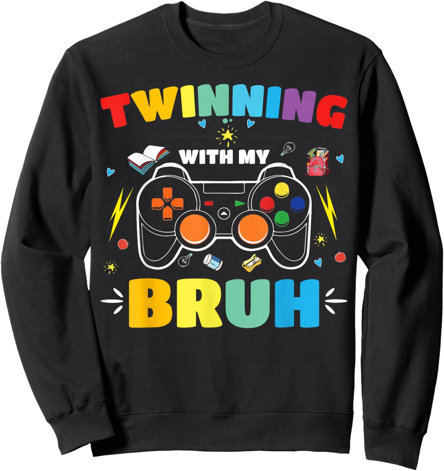 Twinning with My Bestie Kids Boys Funny Twin Day Sweatshirt - Sweatshirt | Black