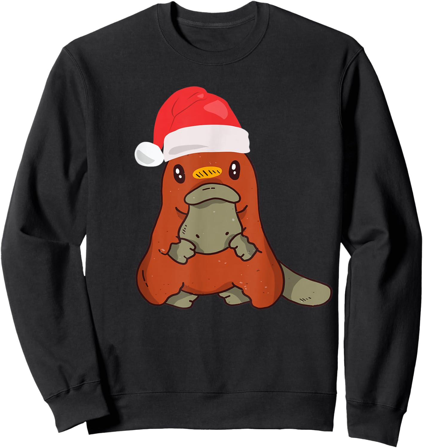 Platypus Christmas Australian Animal Xmas Santa Hat Sweatshirt - Sweatshirt | Black