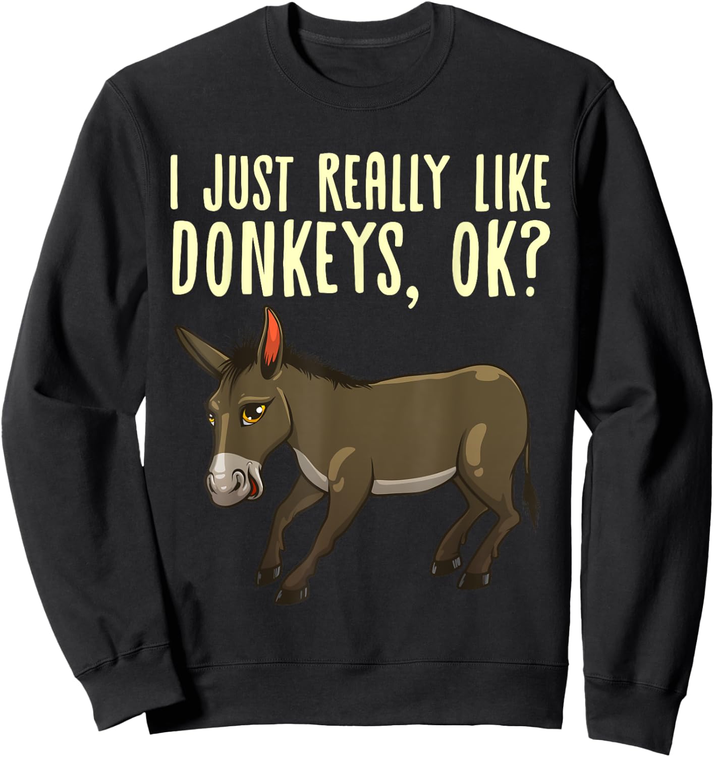 Funny Donkey Design Women Mule Animal Farming Horse Sweatshirt - Sweatshirt | Black
