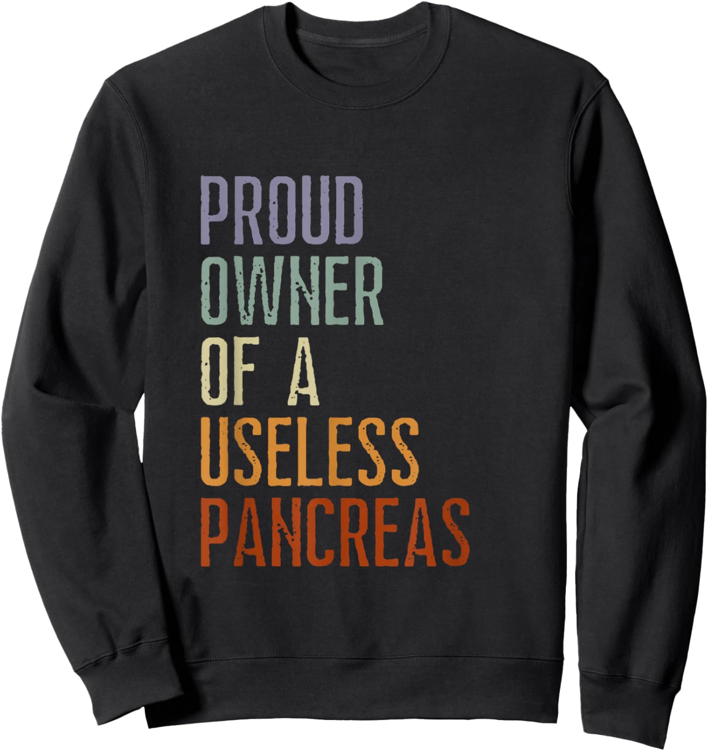 Proud Owner Of A Useless Pancreas Vintage Diabetic Gift Sweatshirt - Sweatshirt | Black