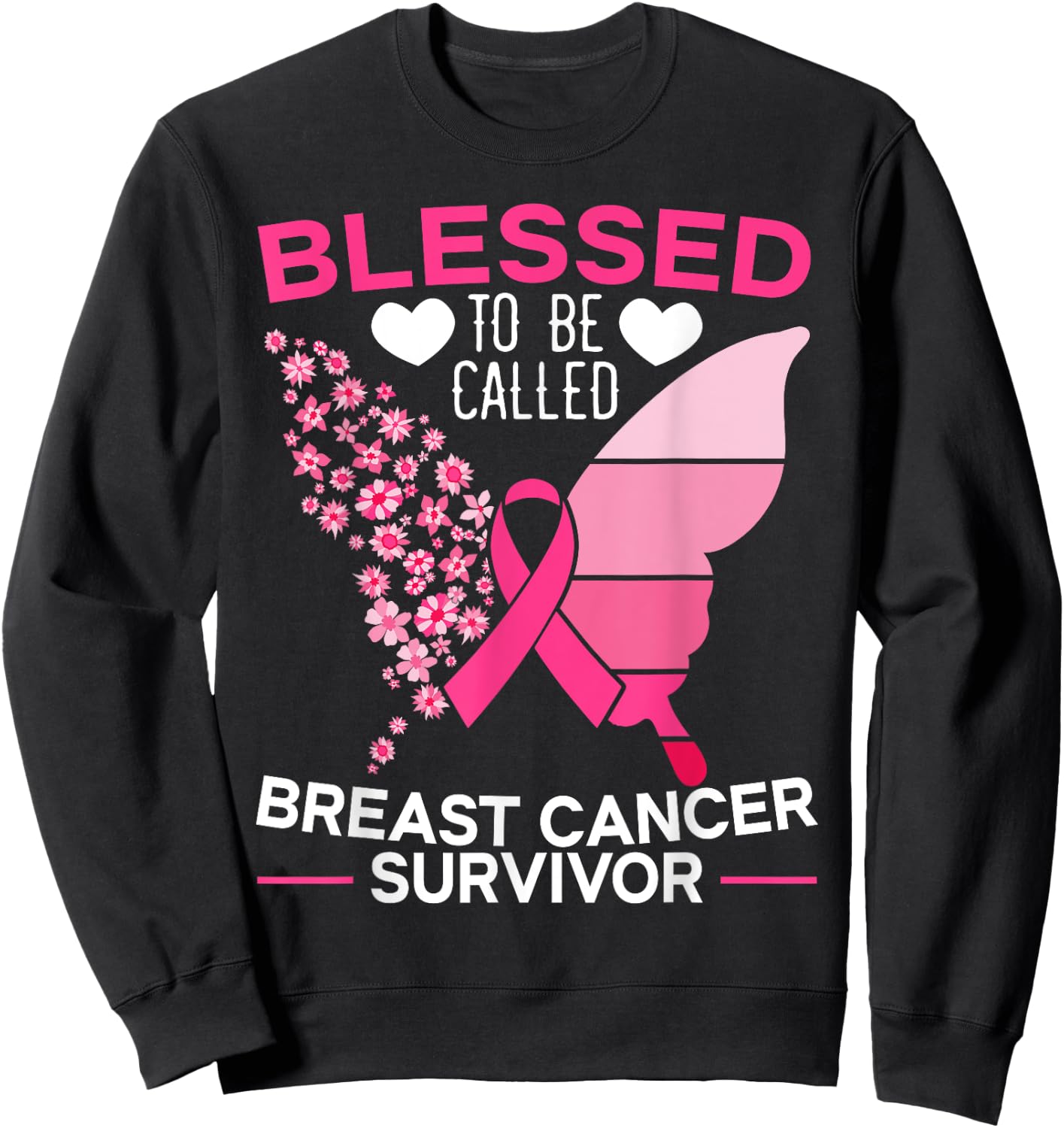 Blessed To Be Called Breast Cancer Survivor Chemotherapy Sweatshirt - Sweatshirt | Black