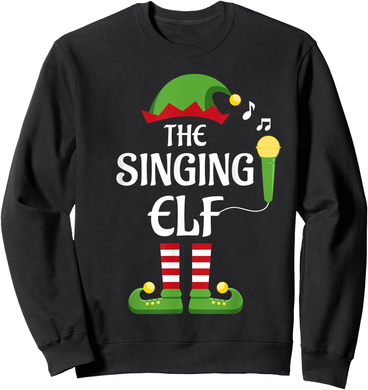 Singing Elf Family Matching Group Christmas Singer Sweatshirt - Sweatshirt | Black