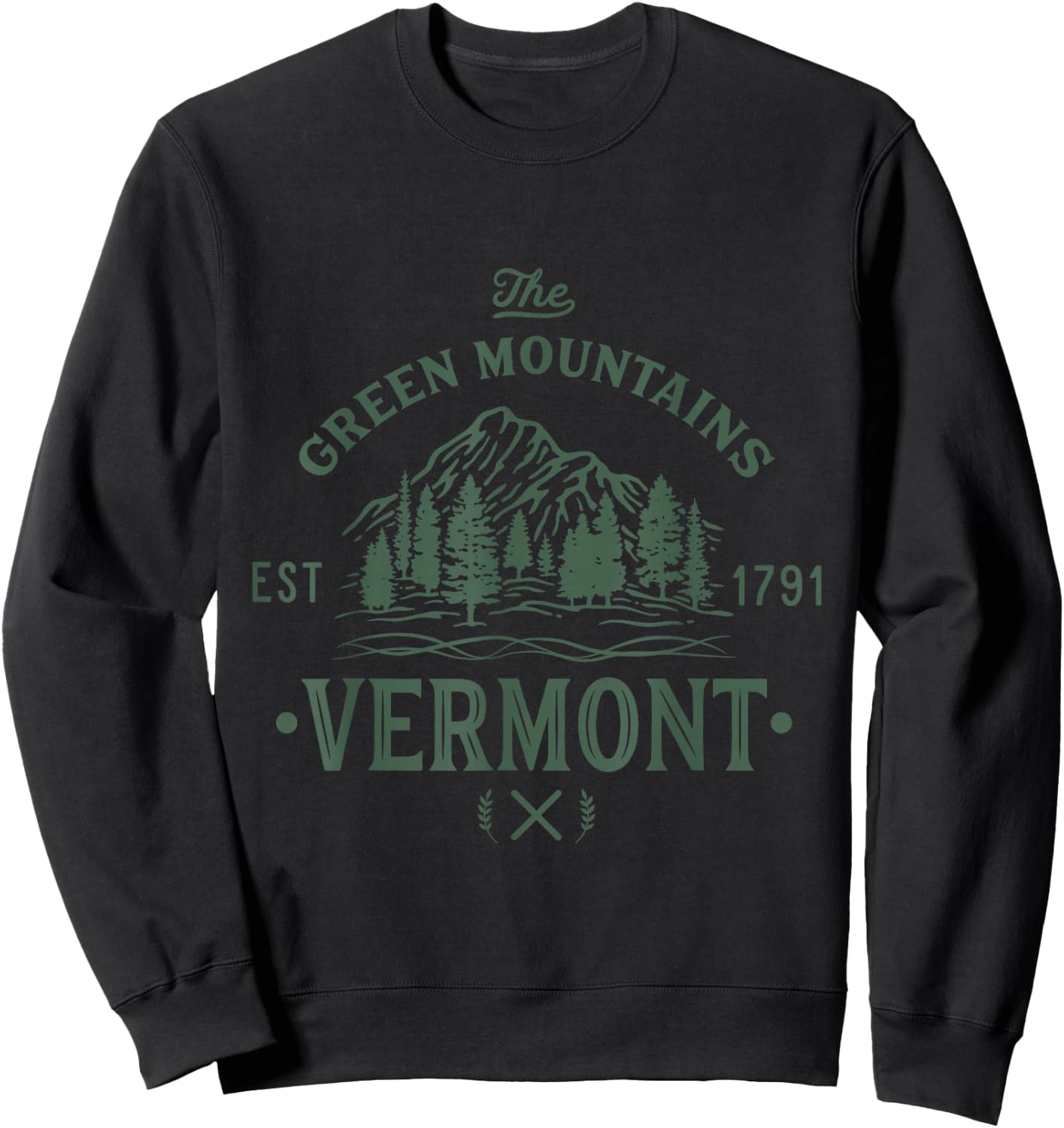 Green Mountains Vermont Vacation Sweatshirt - Sweatshirt | Black