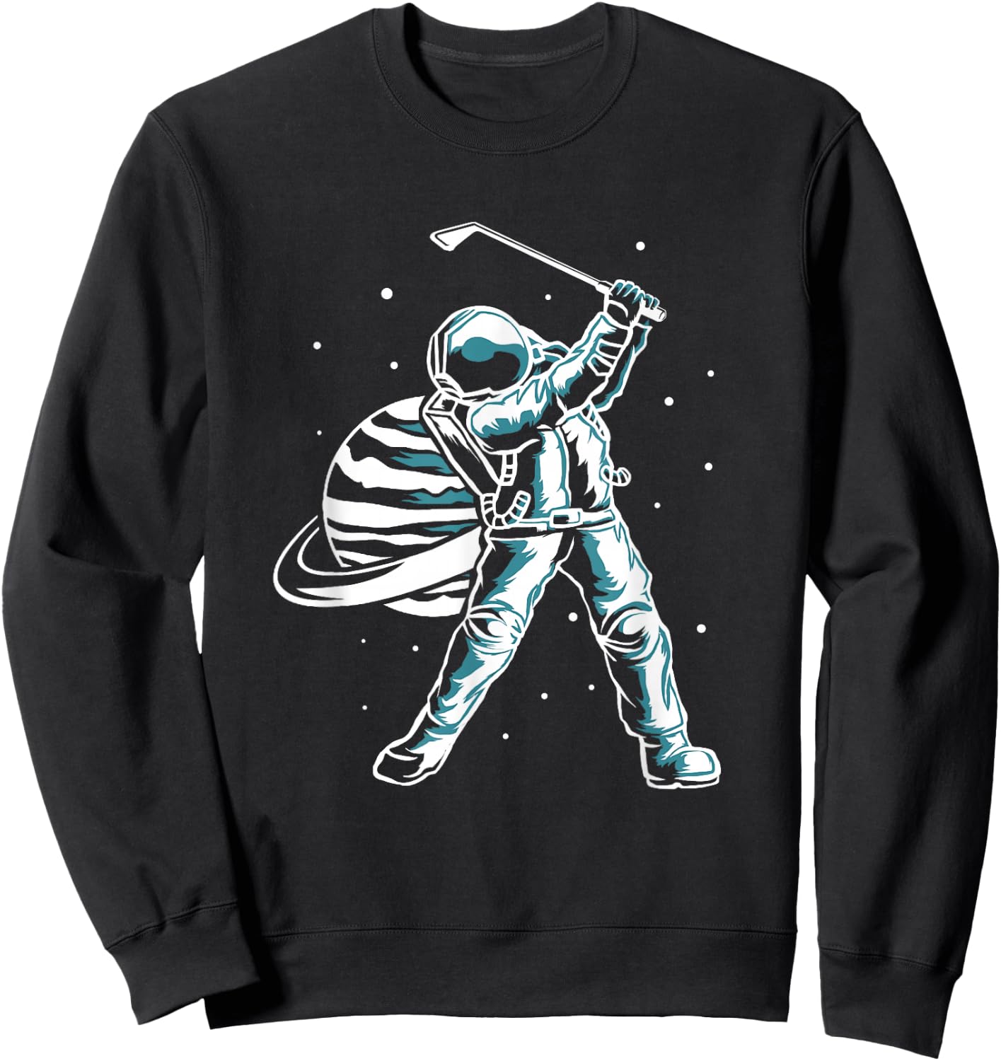 Astronaut In Space with Golf Club Funny Golf Player Sweatshirt - Sweatshirt | Black