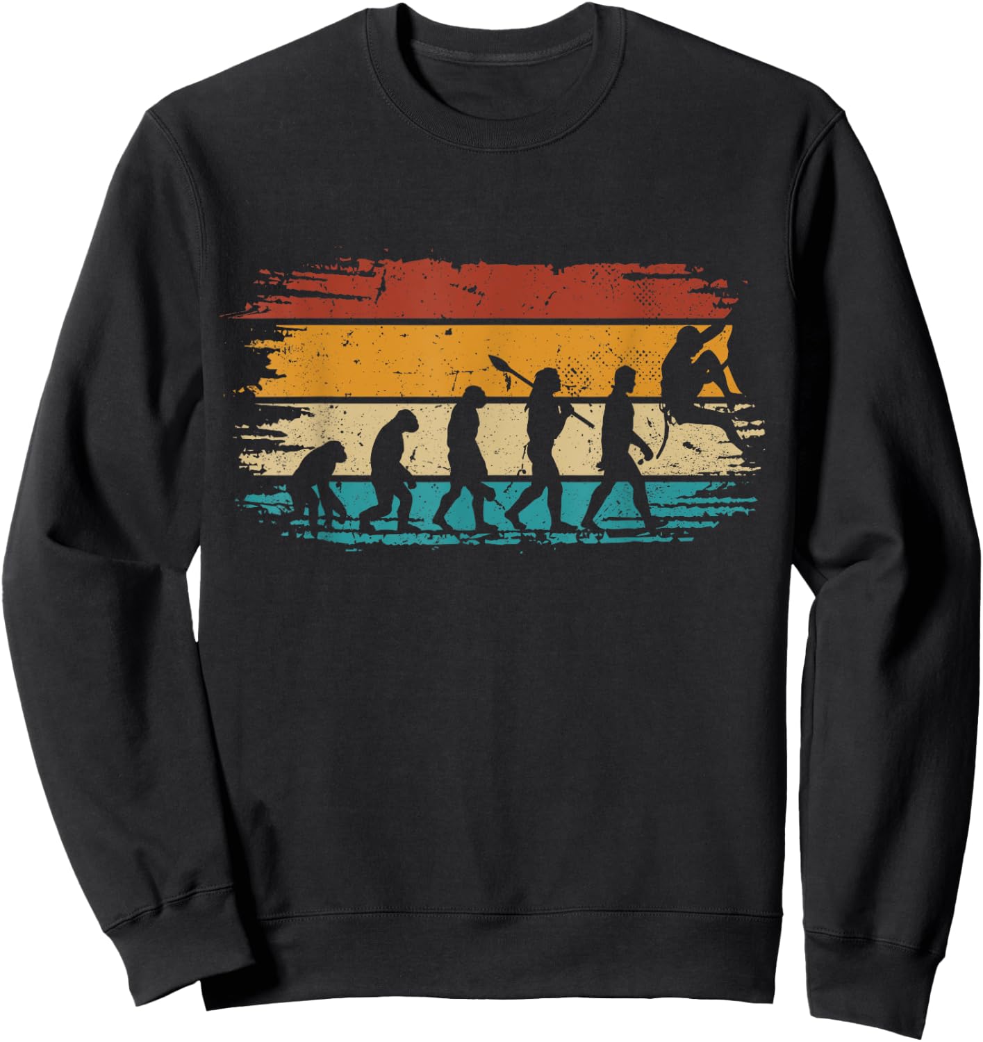 Bouldering Evolution Retro Mountain Climbing Evolution Sweatshirt - Sweatshirt | Black