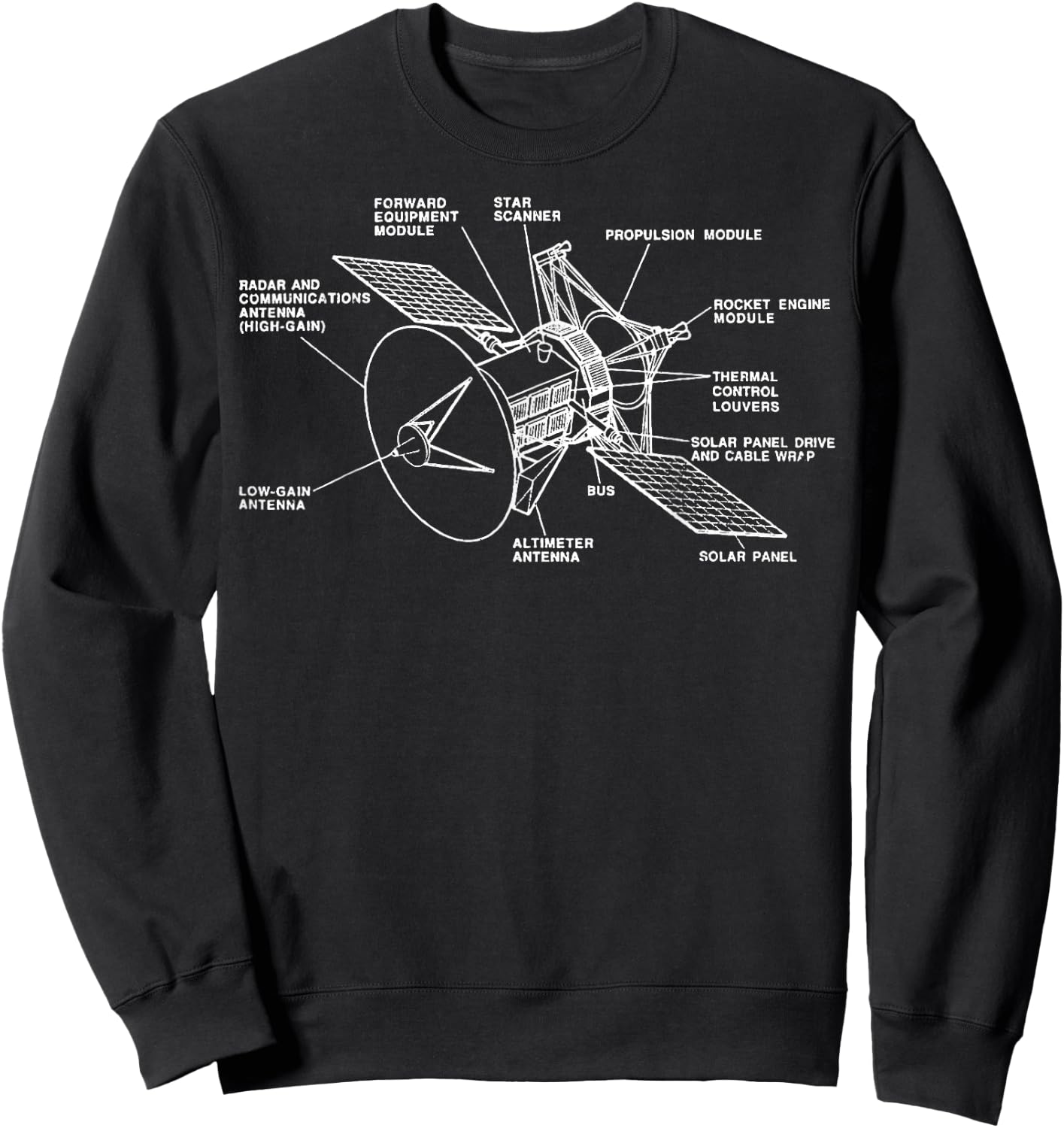Space Satellite Vintage Retro Diagram Chart Blueprint Gift Sweatshirt - Sweatshirt | Black