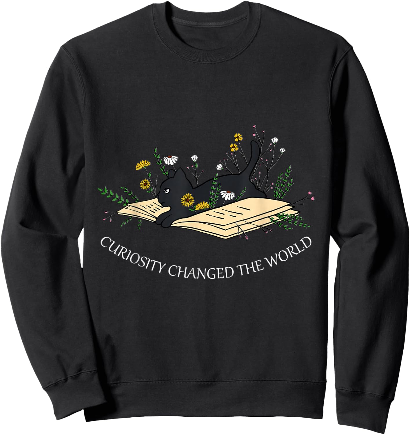 Black Cat Kitten Lover Funny Book Pet Owner Librarian Sweatshirt - Sweatshirt | Black