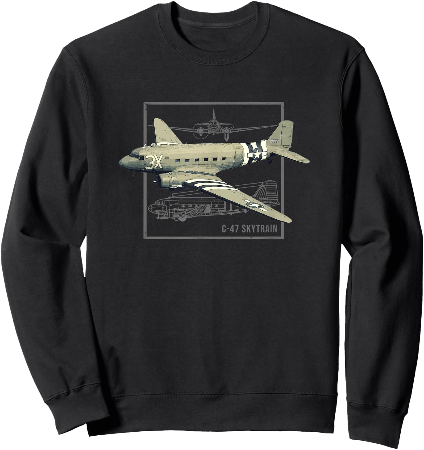 C-47 Skytrain Dakota | Military Transport Aircraft Sweatshirt - Sweatshirt | Black