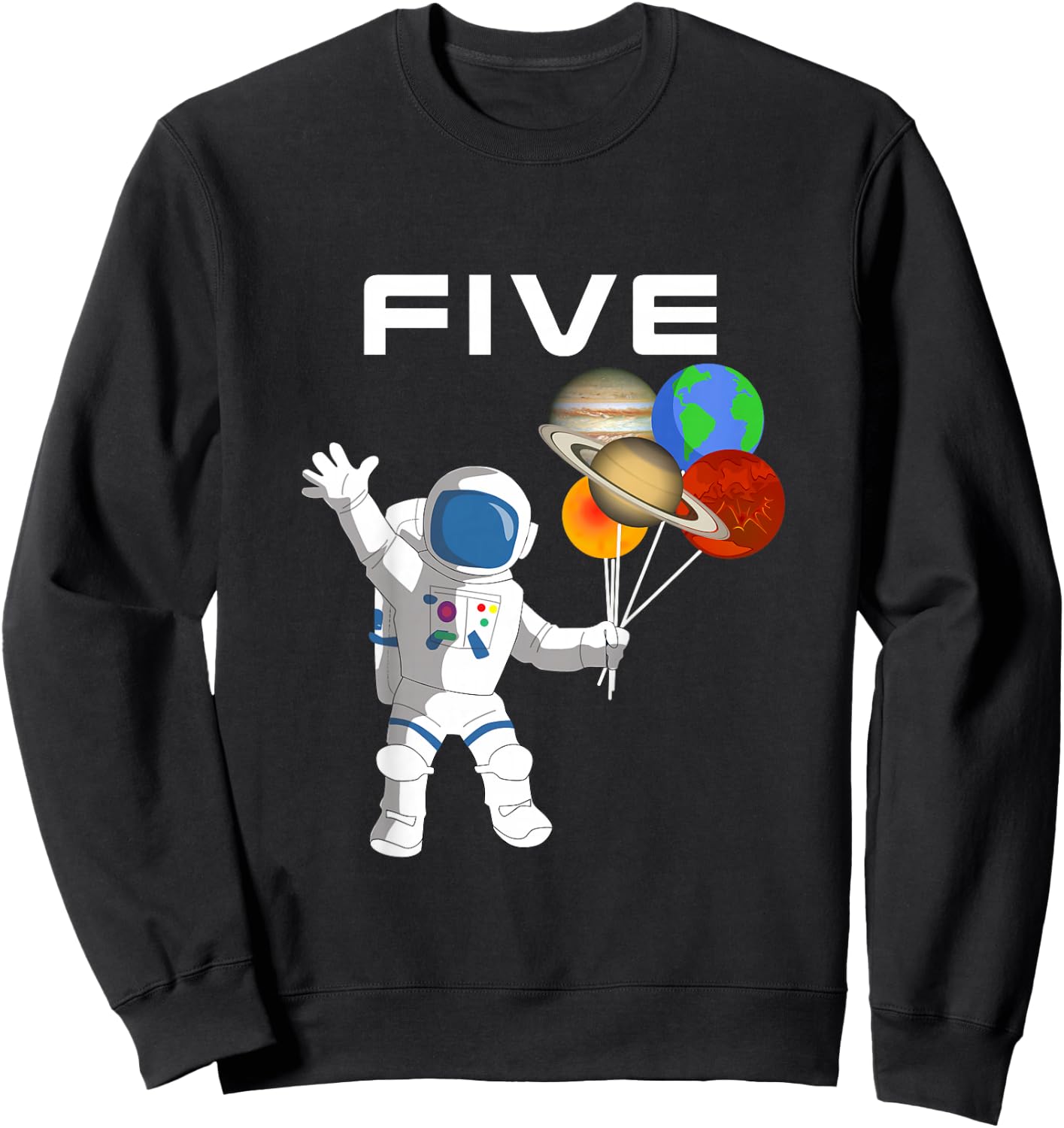 Kids 5 Year Old Outer Space Birthday Party 5th Birthday Shirt B Sweatshirt - Sweatshirt | Black