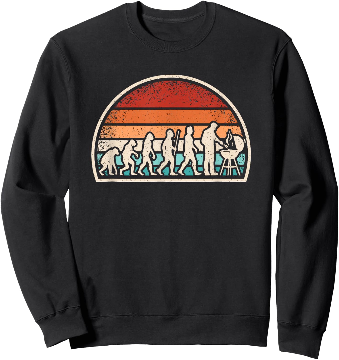 Grilling Evolution Funny BBQ Retro Grill Barbecue Men Sweatshirt - Sweatshirt | Black
