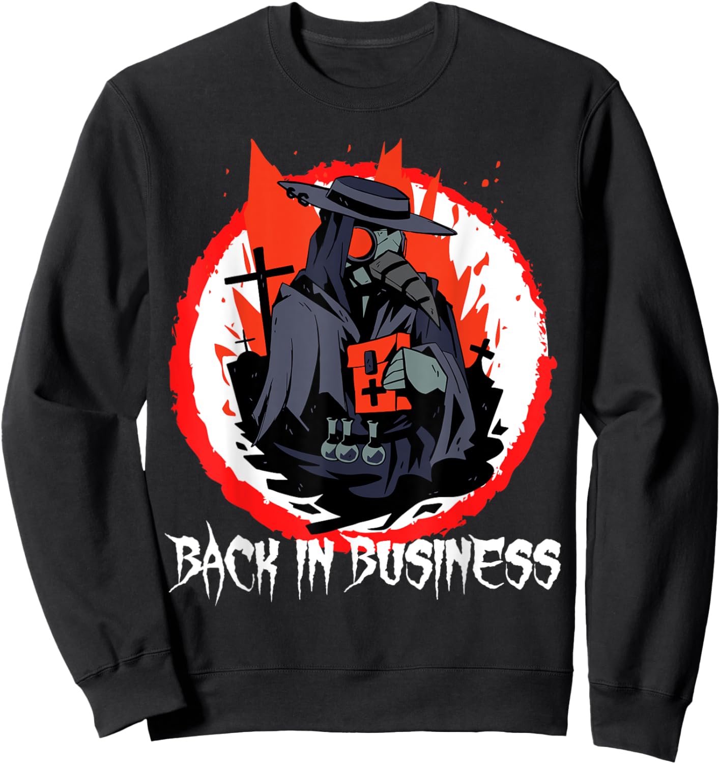 Back in Business Medieval Plague Doctor Occult Tarot Sweatshirt - Sweatshirt | Black