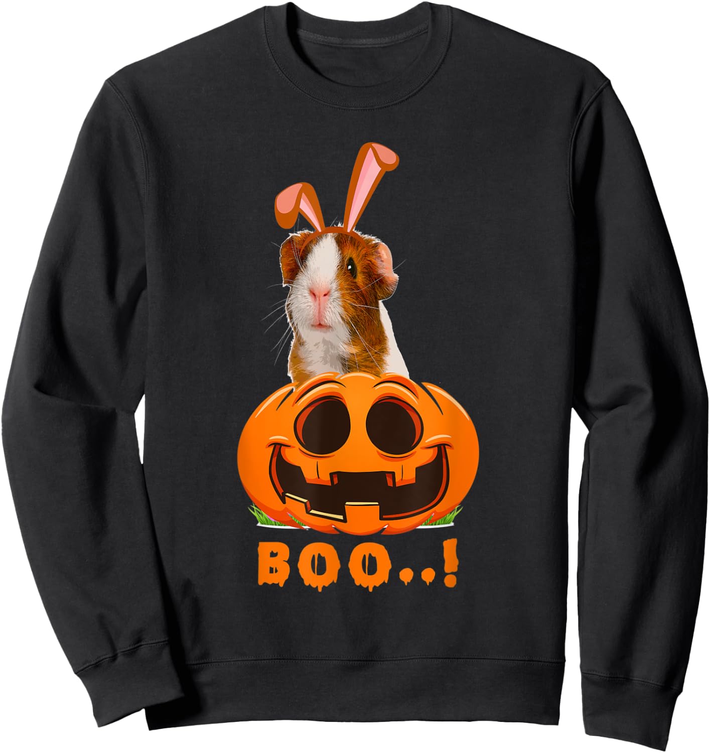 Cute Monster Guinea Pig Lovers Boo Halloween Pumpkin Costume Sweatshirt - Sweatshirt | Black