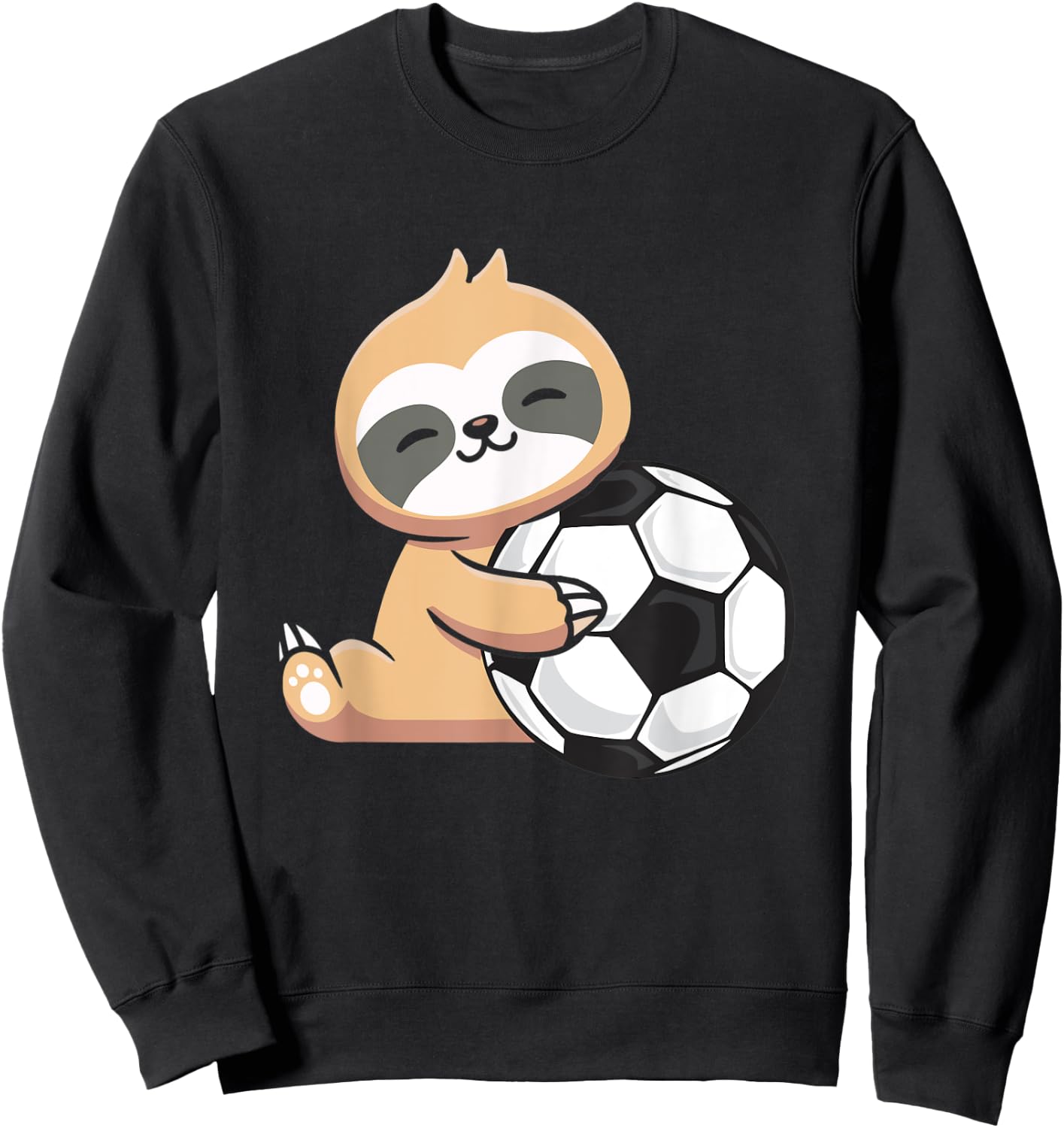 Sloth Soccer Cute Sloth Holding Soccer Ball Sport Sweatshirt - Sweatshirt | Black