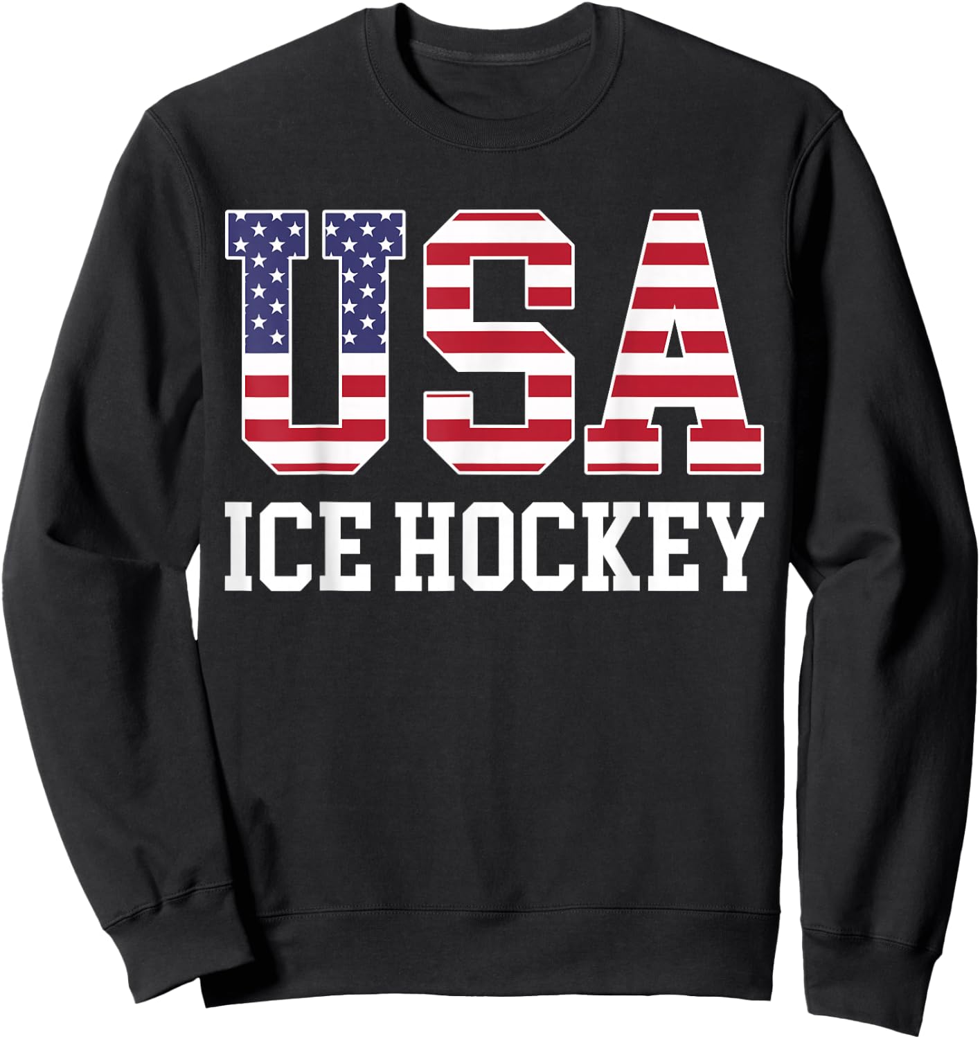 USA Flag Hockey Player - American USA Ice Hockey Sweatshirt - Sweatshirt | Black