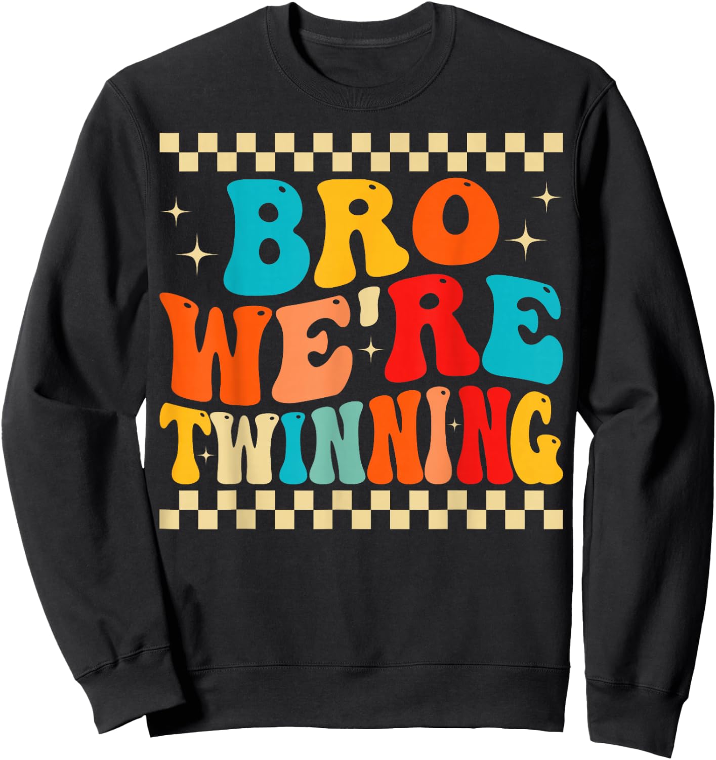 Bro We're Twinning Retro Twin Day Spirit Week Boys Kids Sweatshirt - Sweatshirt | Black