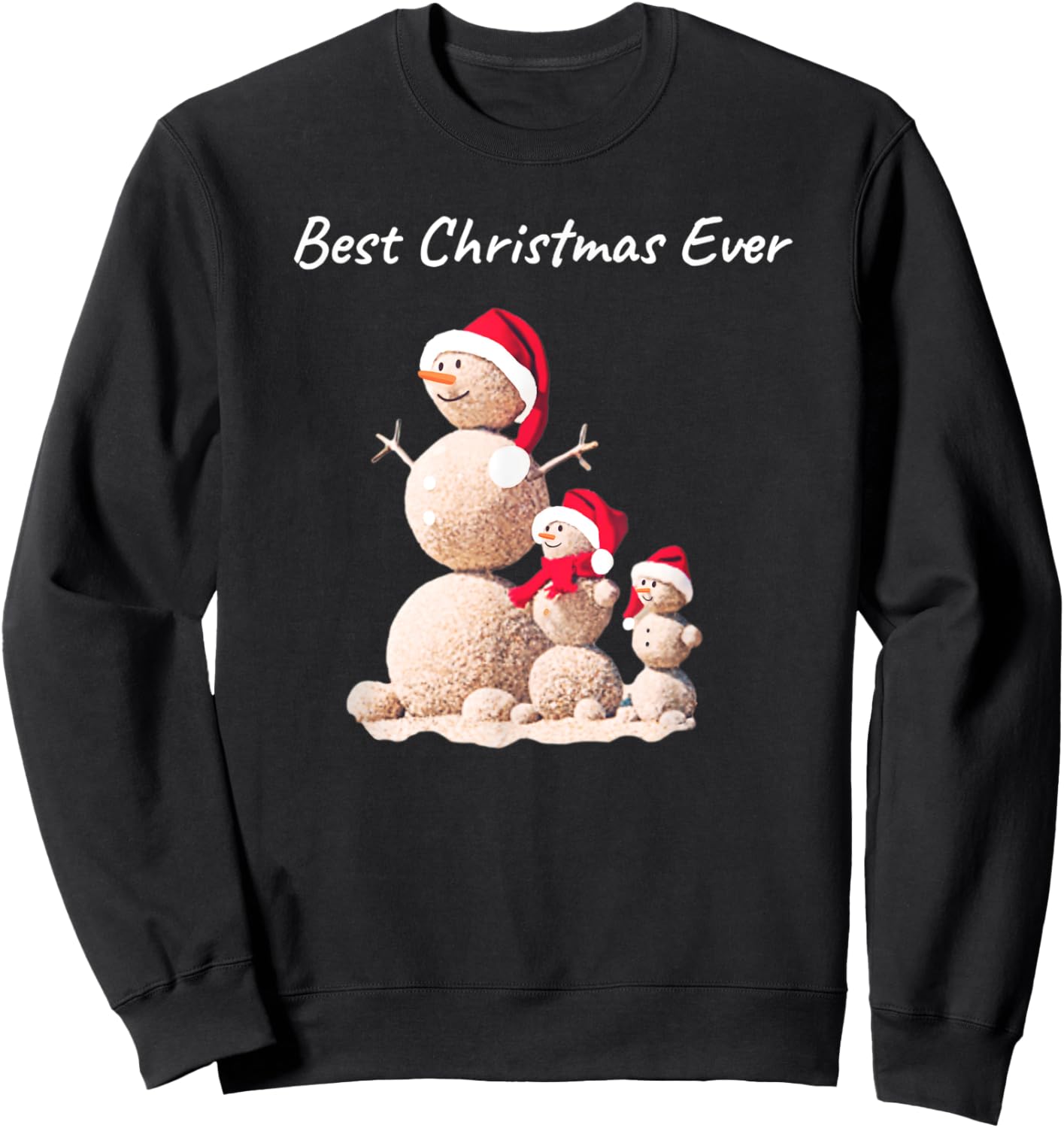 Sand Snowman Beach Shore Best Christmas Ever Sweatshirt - Sweatshirt | Black