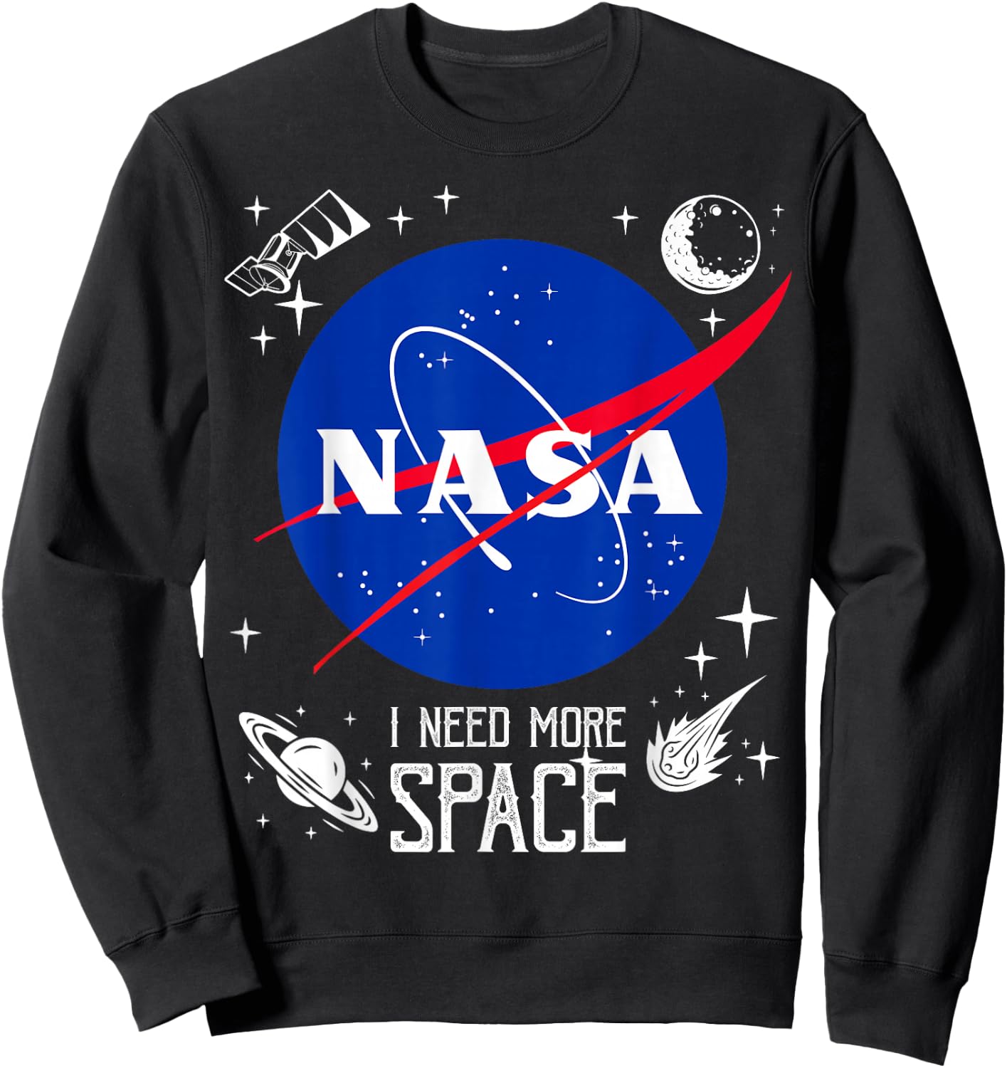NASA Meatball Logo Classic I Need More Space Sweatshirt - Sweatshirt | Black