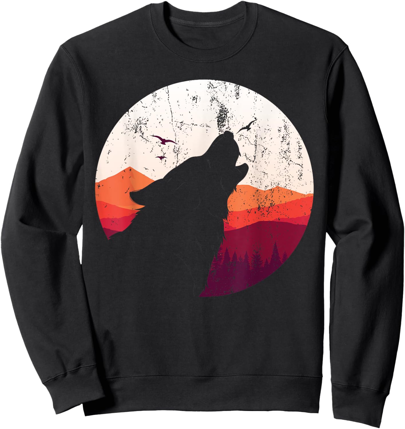 Predator Animal Howling Wolf Lover Full Moon Wolf Sweatshirt - Sweatshirt | Black