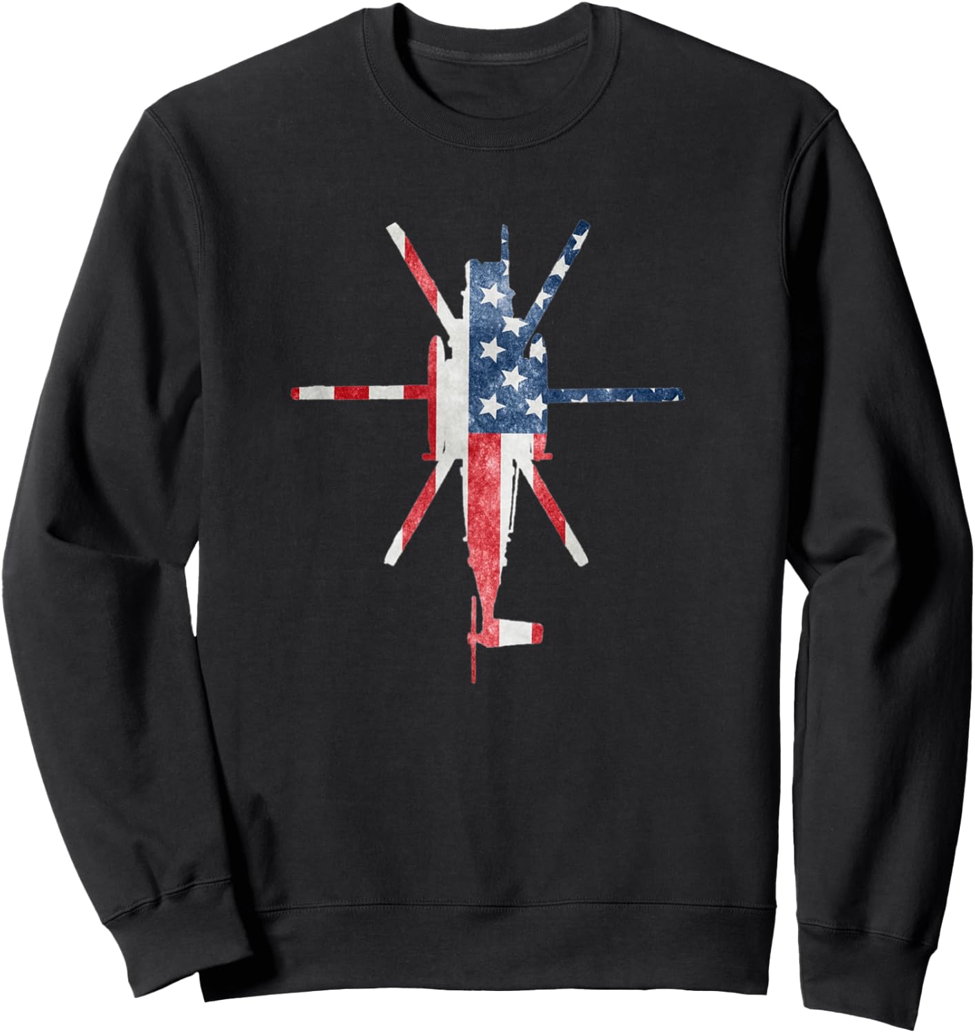 CH-53 Sea Stallion Chopper American Flag Military Sweatshirt - Sweatshirt | Black