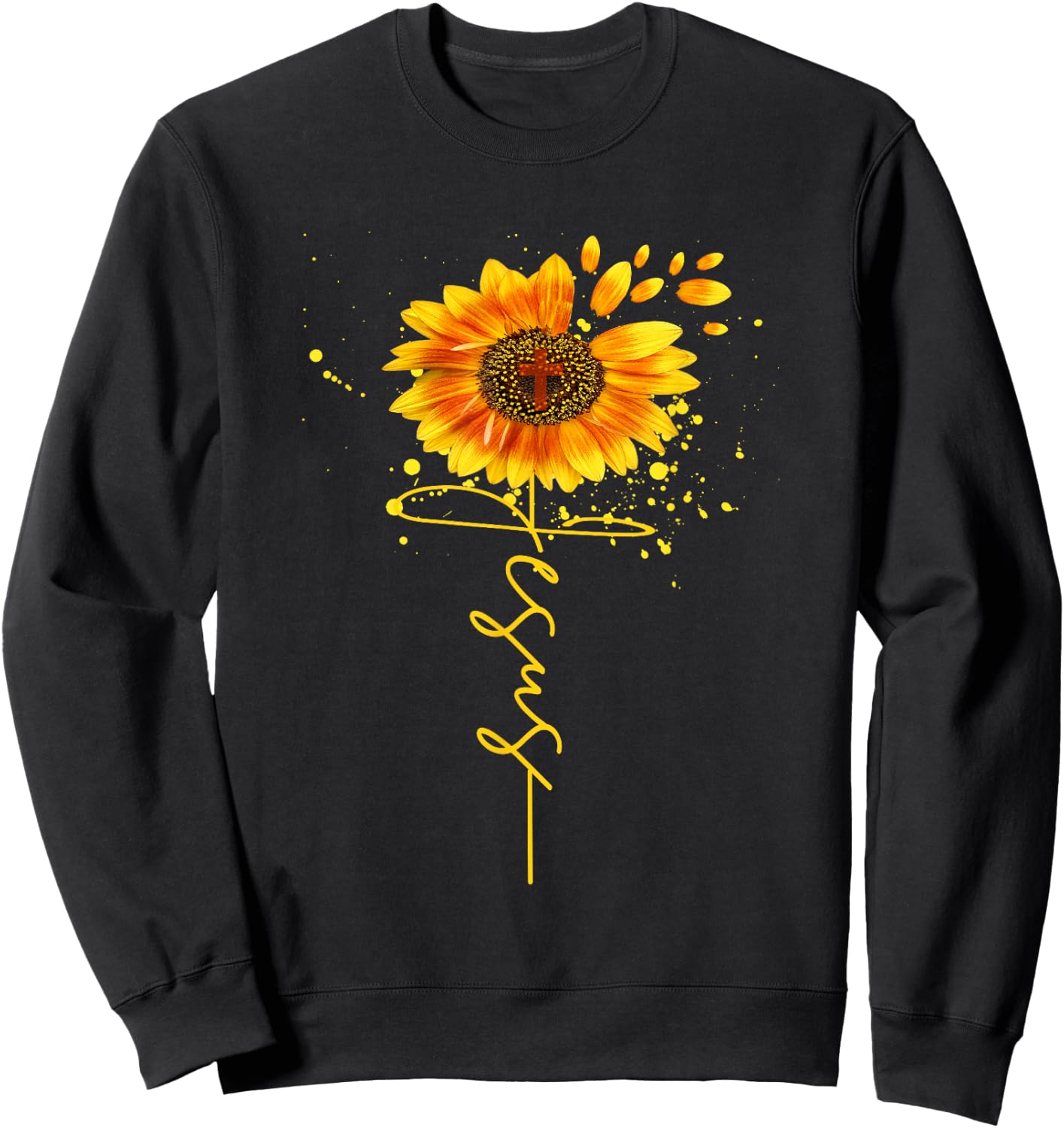 Jesus Sunflower Spiritual Christian Faith Religious Mom Sweatshirt - Sweatshirt | Black