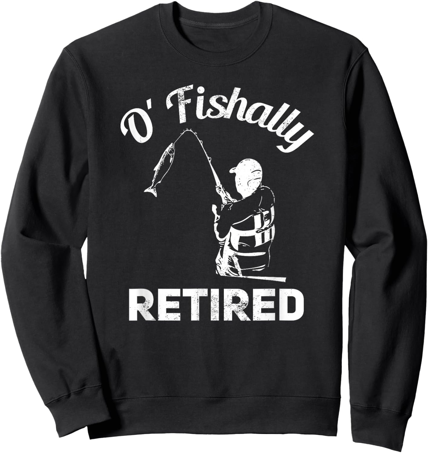 Ofishally Retired Fishing Retro Retirement Sweatshirt - Sweatshirt | Black