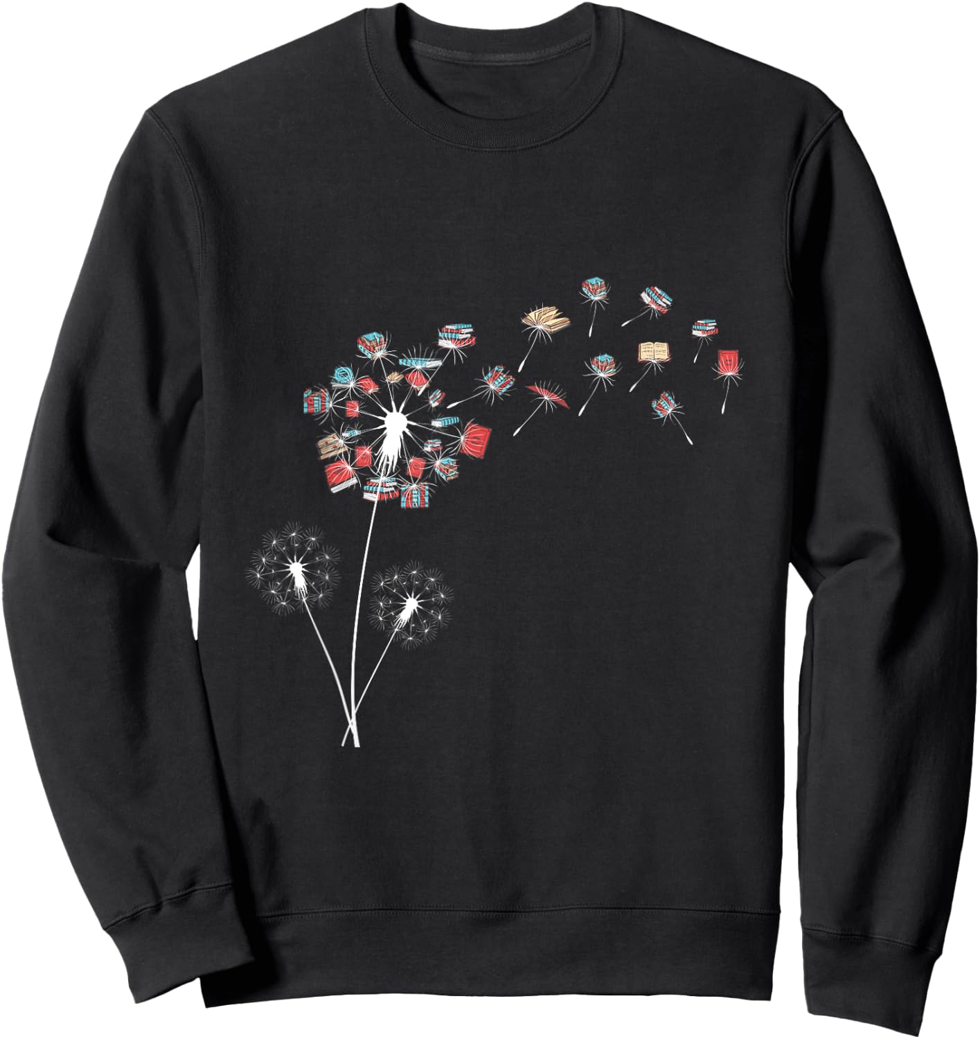 Flying Dandelion Books Flower Reading Book Library Club Fun Sweatshirt - Sweatshirt | Black