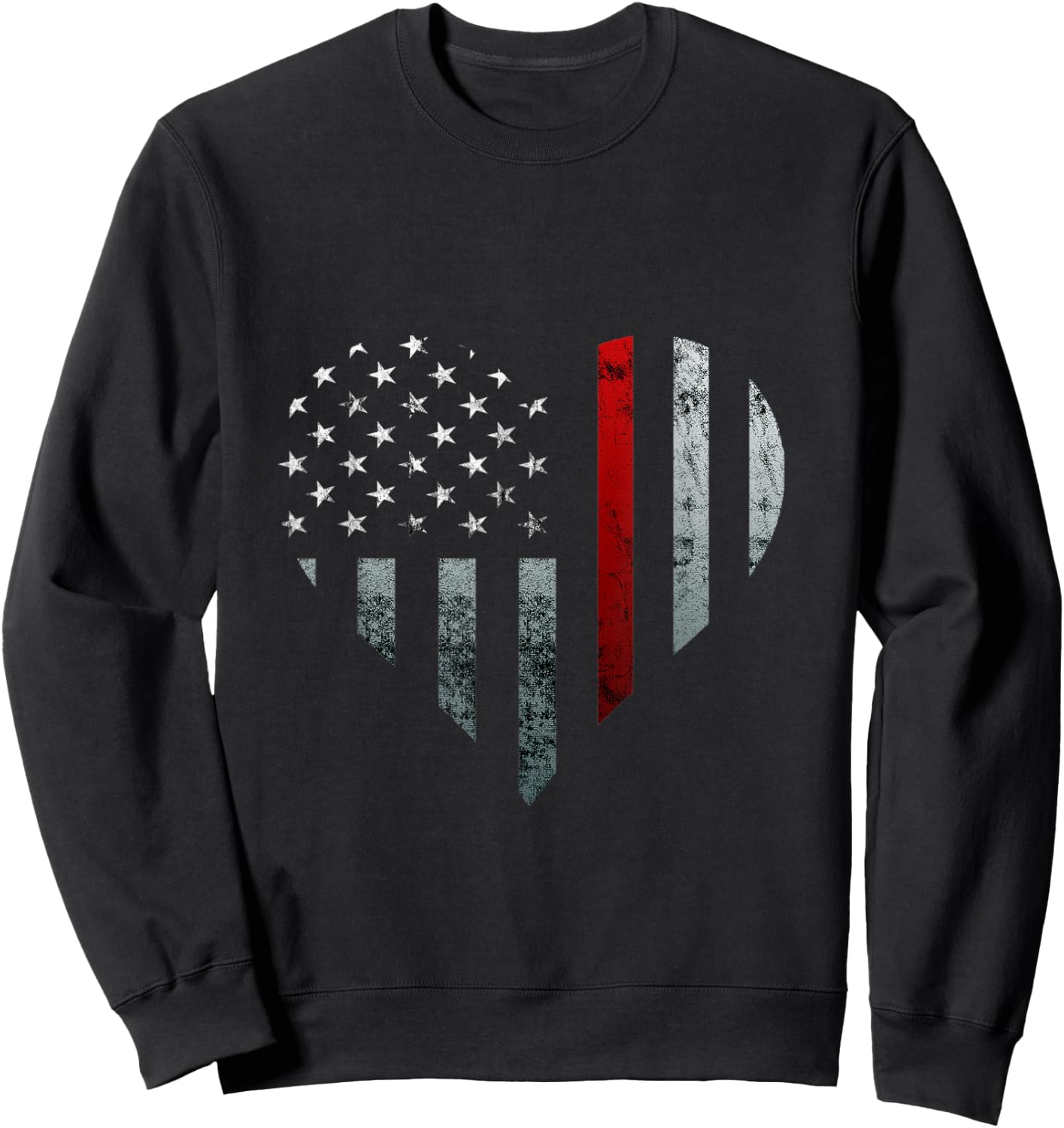 Fireman Thin Heart Firefighter American Flag Sweatshirt - Sweatshirt | Black