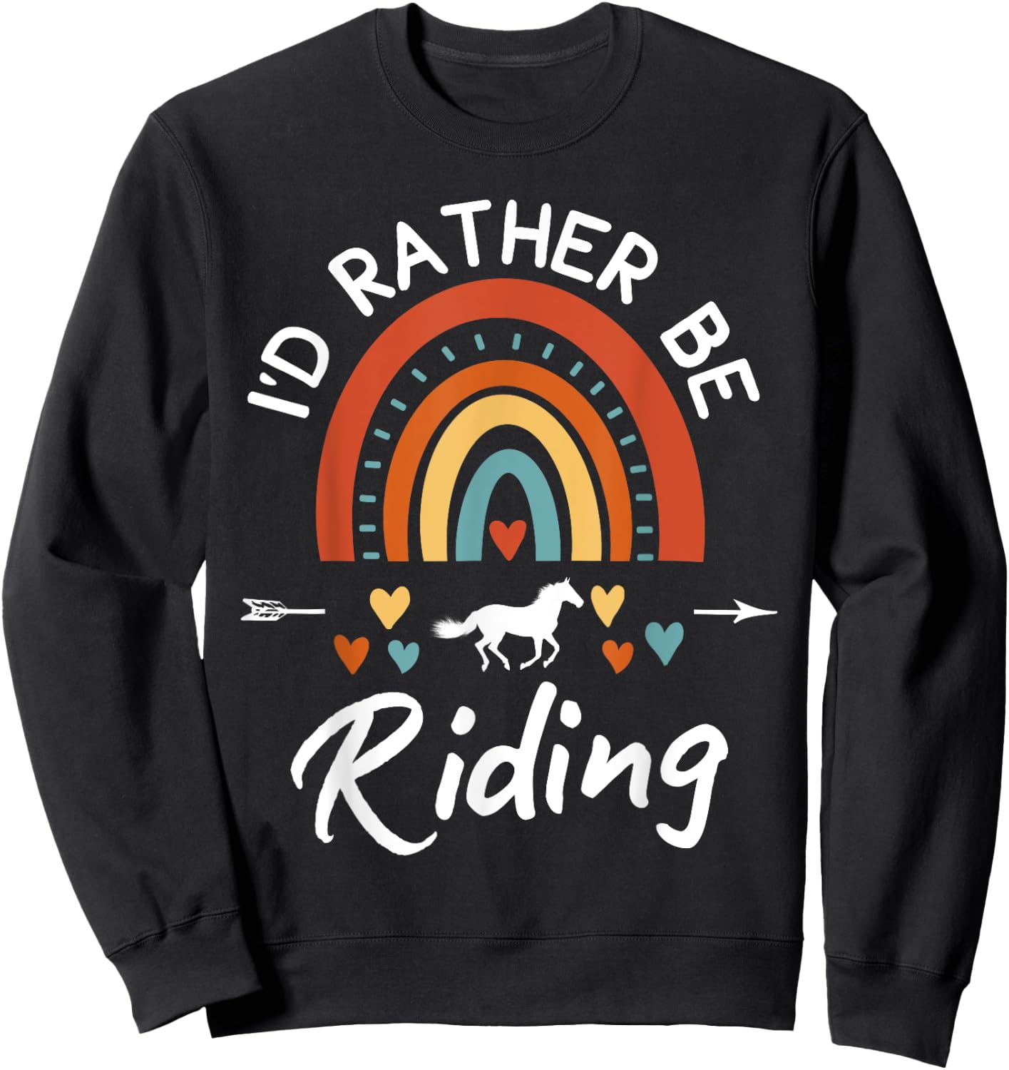 I'd Rather Be Riding Horse Horseback Rider Equestrian Kids Sweatshirt - Sweatshirt | Black