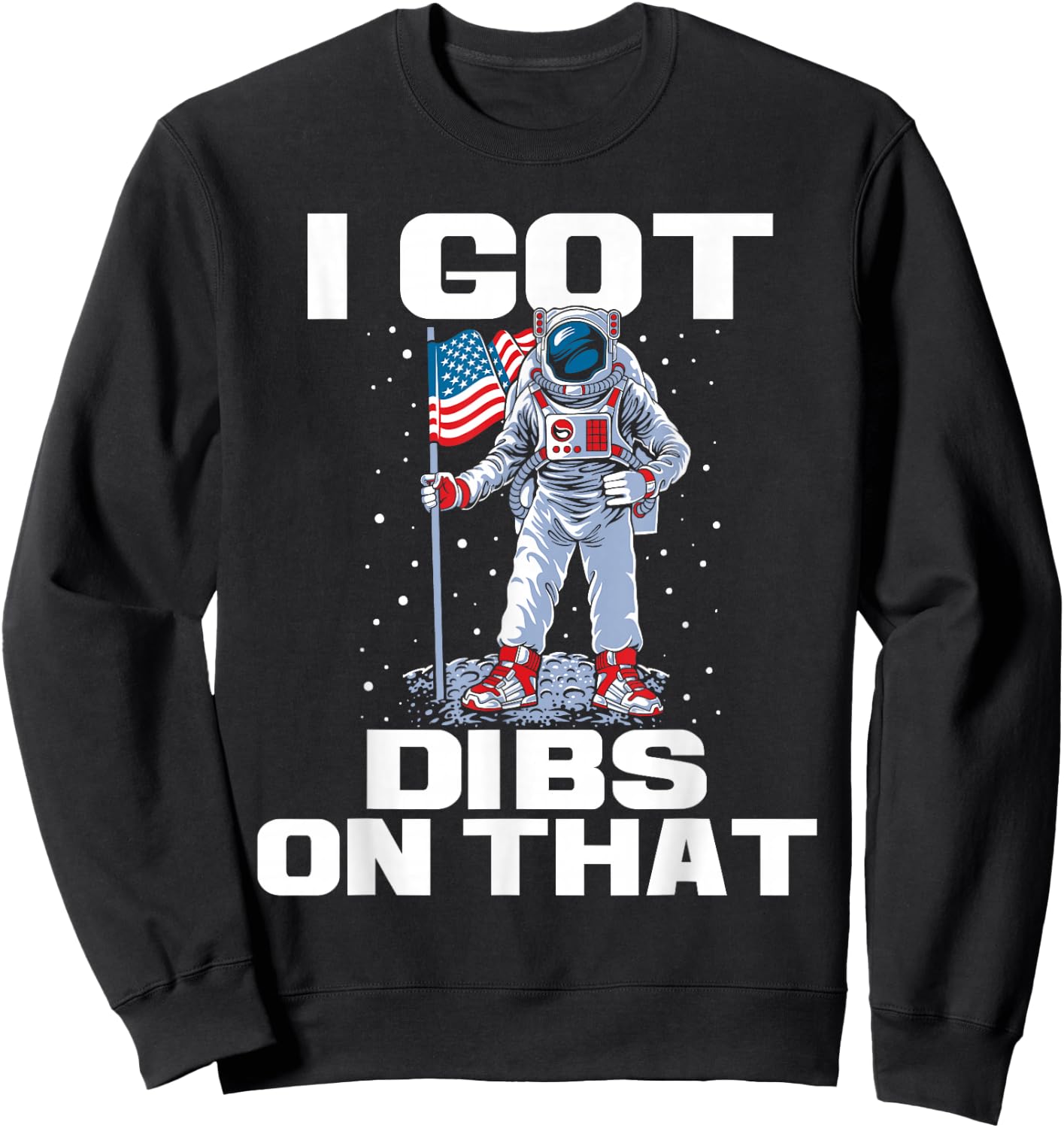Patriotic Astronaut - 4th Of July Fourth Moon Planets Space Sweatshirt - Sweatshirt | Black