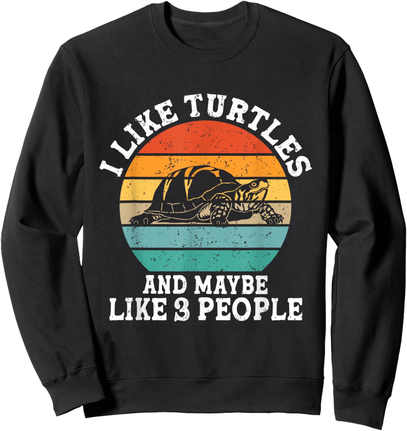 I Like Turtles And Maybe 3 People Funny Retro Sweatshirt - Sweatshirt | Black