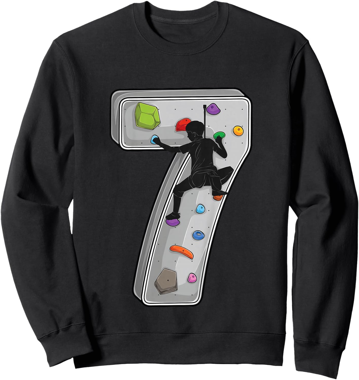 Kids 7 year old rock climbing 7th birthday Adventures Climber Sweatshirt - Sweatshirt | Black
