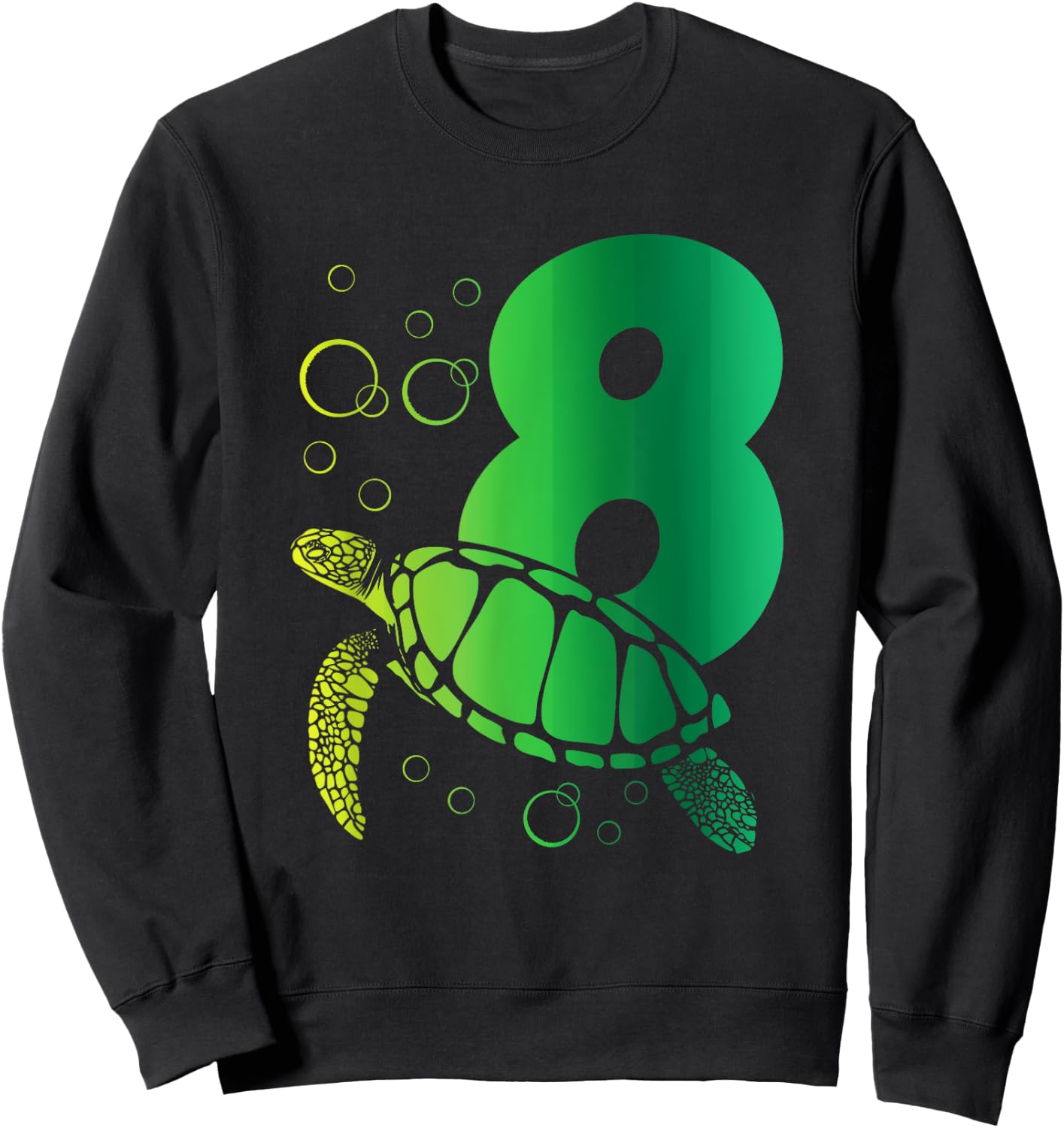 8th Birthday Turtle Sweatshirt - Sweatshirt | Black