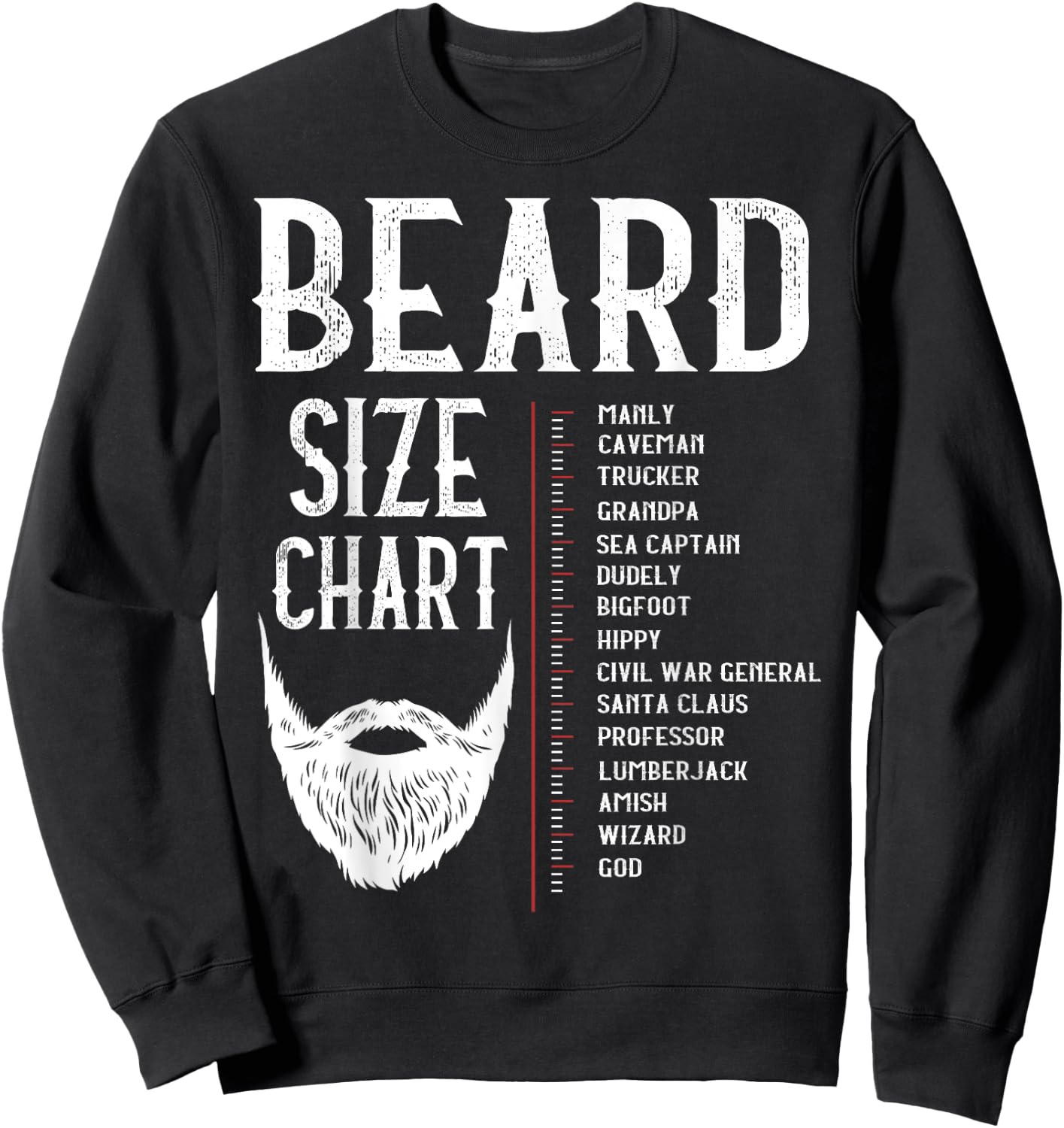 Beard Measurement Chart Shirt, Beard Length Growth Chart Sweatshirt - Sweatshirt | Black