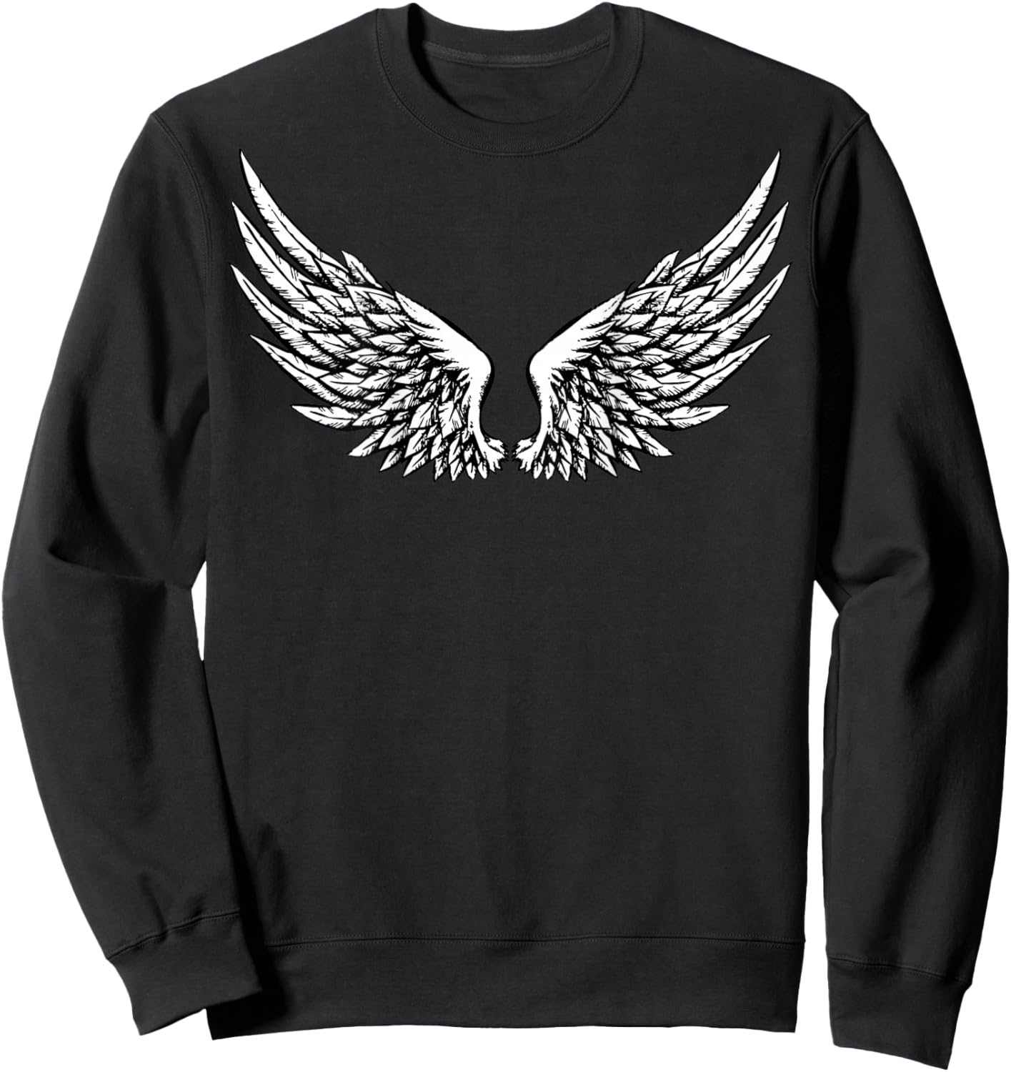 Wings On The Back Side Angel Black And White Sweatshirt - Sweatshirt | Black