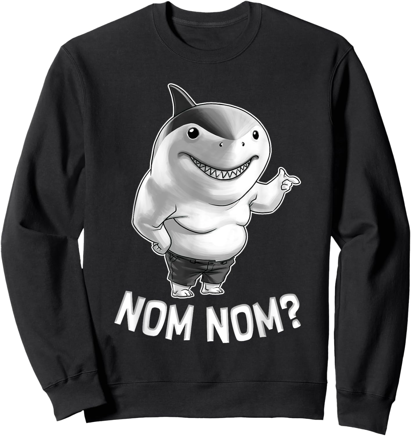 Big Shark In The Squad Nom Nom Funny Movie Character Sweatshirt - Sweatshirt | Black
