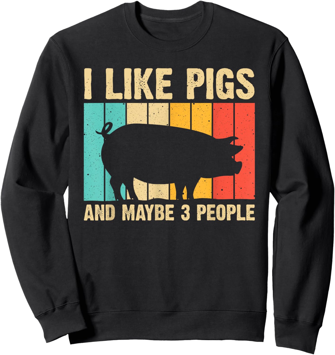 Funny Pig Women Farm Animal Swine Vintage Pig Lovers Sweatshirt - Sweatshirt | Black