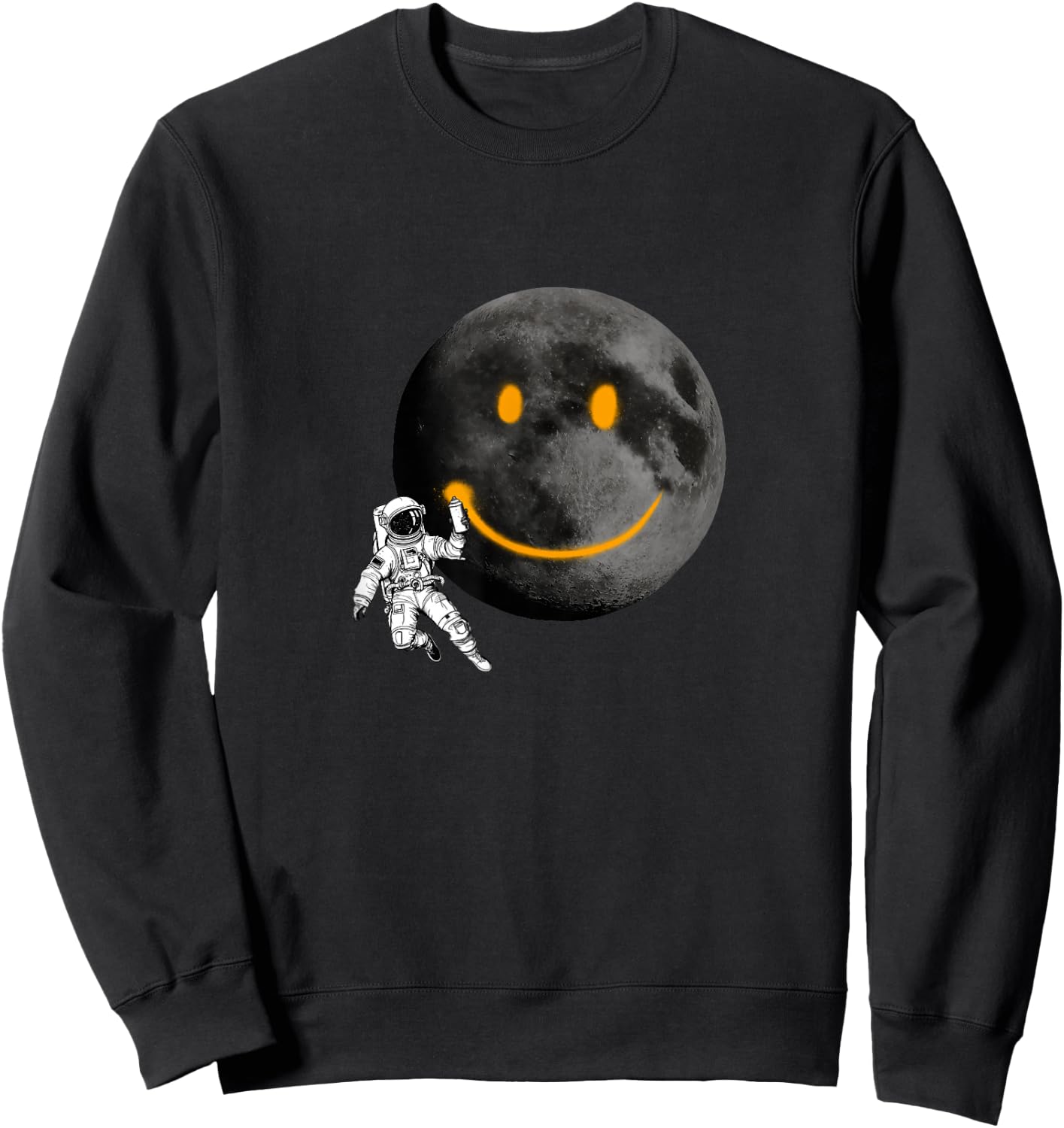 Astronaut Painting a face on The Moon Sweatshirt - Sweatshirt | Black
