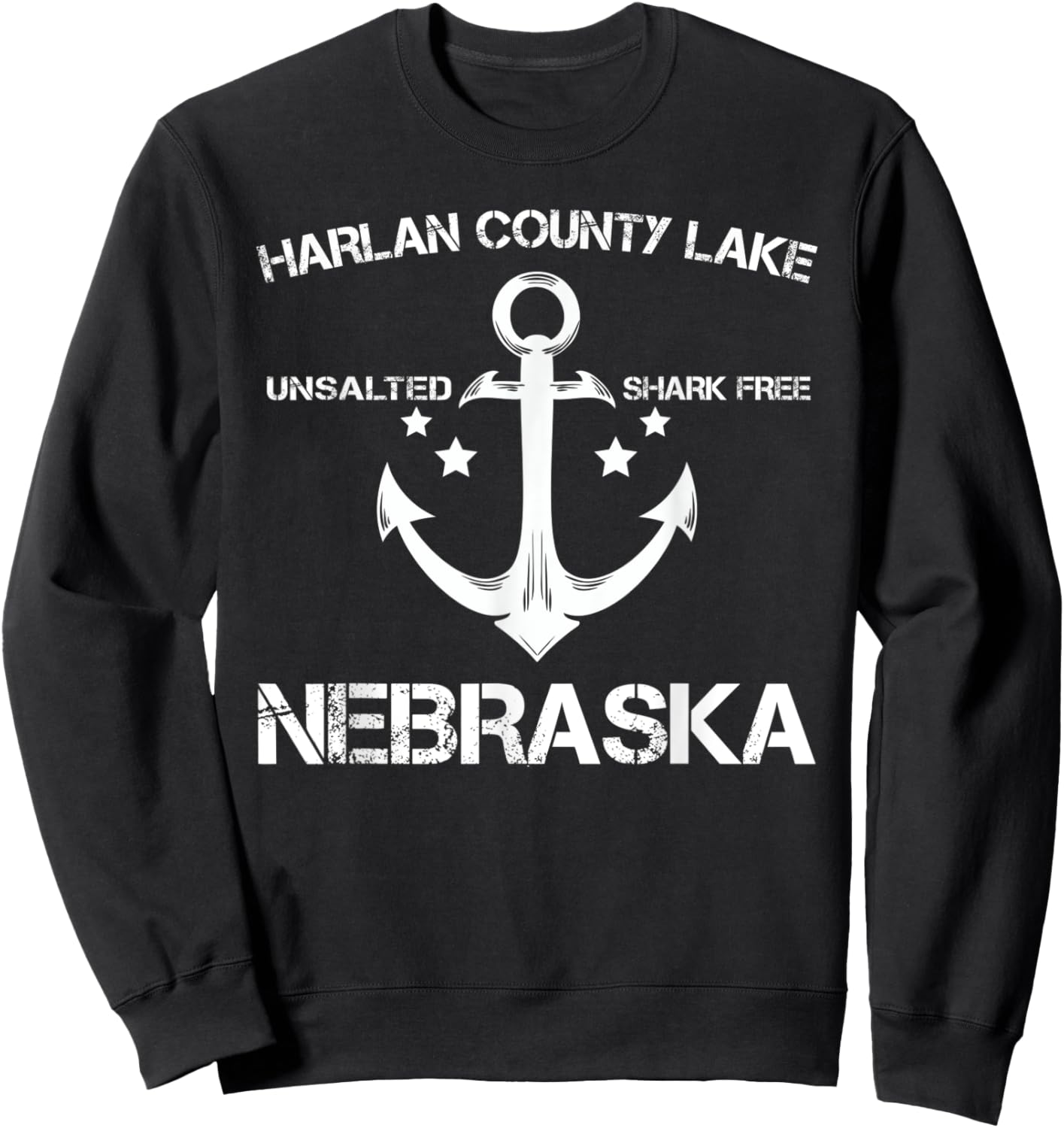 HARLAN COUNTY LAKE NEBRASKA Funny Fishing Camping Gift Sweatshirt - Sweatshirt | Black